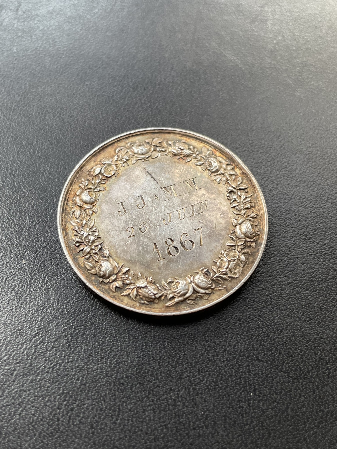 章牌专场-第26期 1867年法国婚礼银章 直径：37mm ，21.5 g