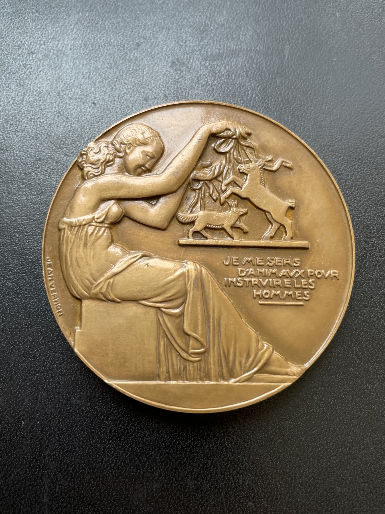 章牌专场-第26期 Jean Vernon～法国寓言大师拉封丹纪念铜章 直径：59 mm