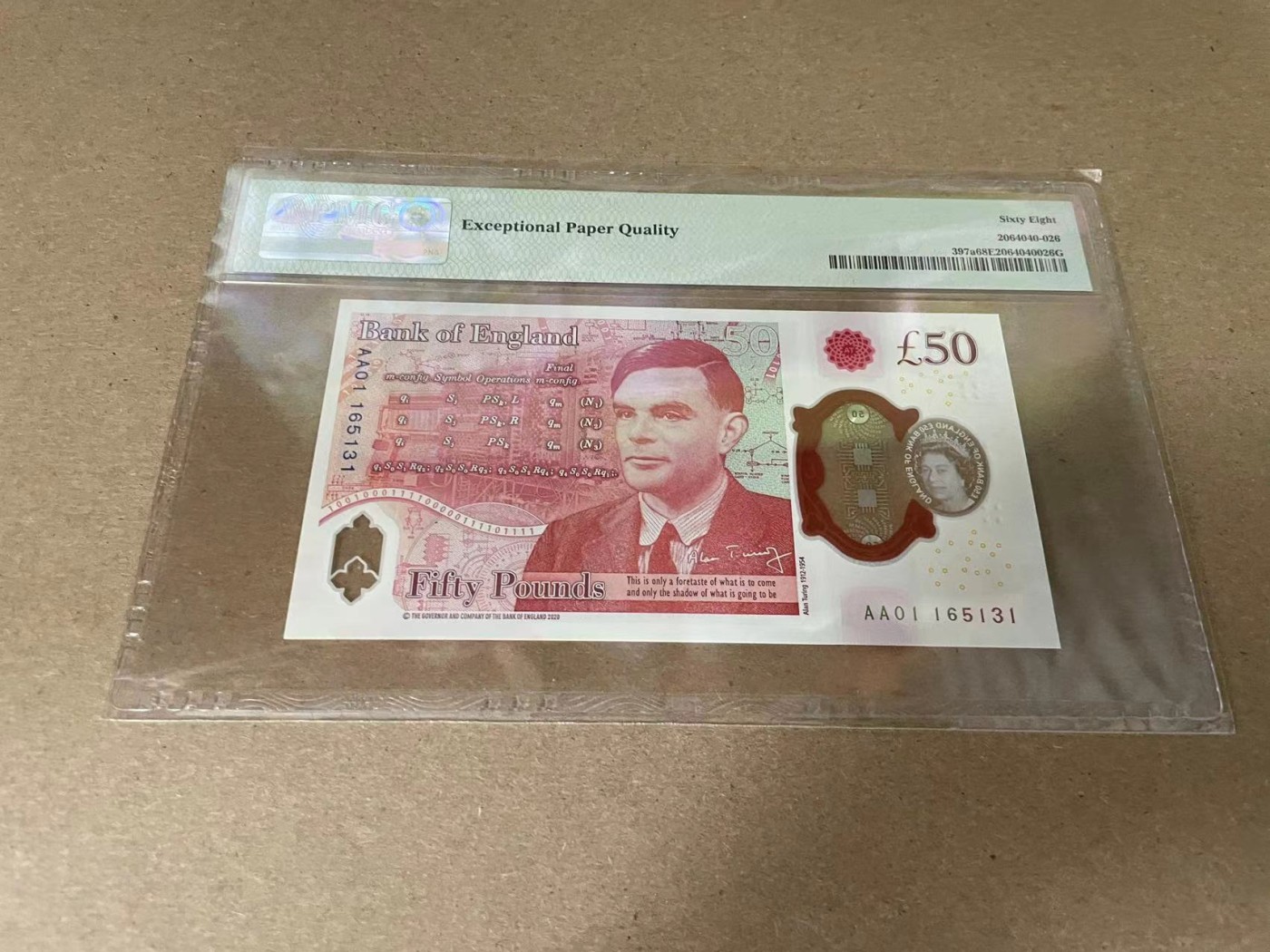 【Blue Auction】✨世界纸币精拍第342期【精】 【AA01 无47】英国 2020年50镑 PMG68EPQ 高分