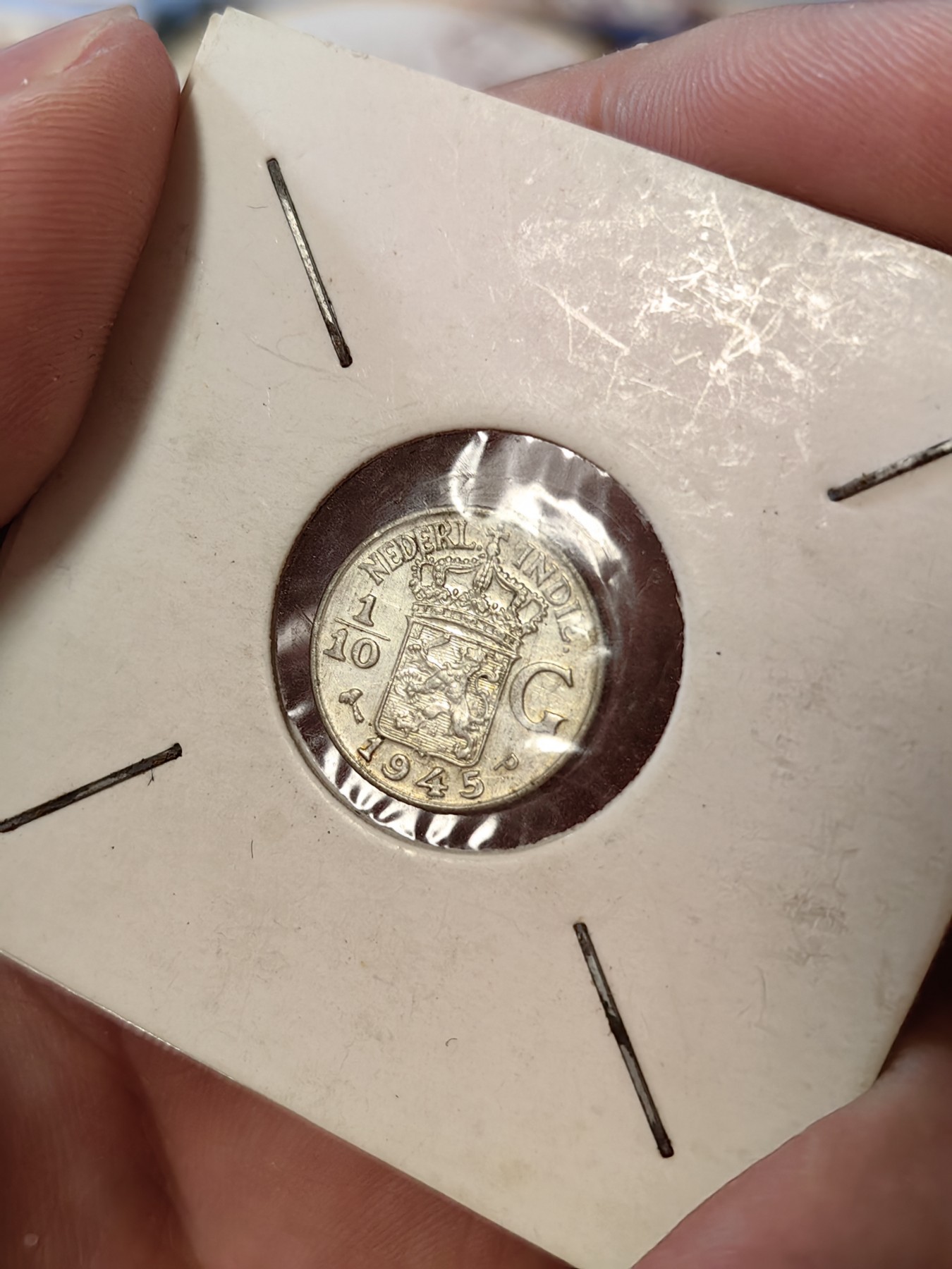 橡树集藏-006场 海纳百川 UNC转光品散银币四枚，英国乔六6便士，荷属东印度1/10，沙俄10戈比，中国广东省二毫