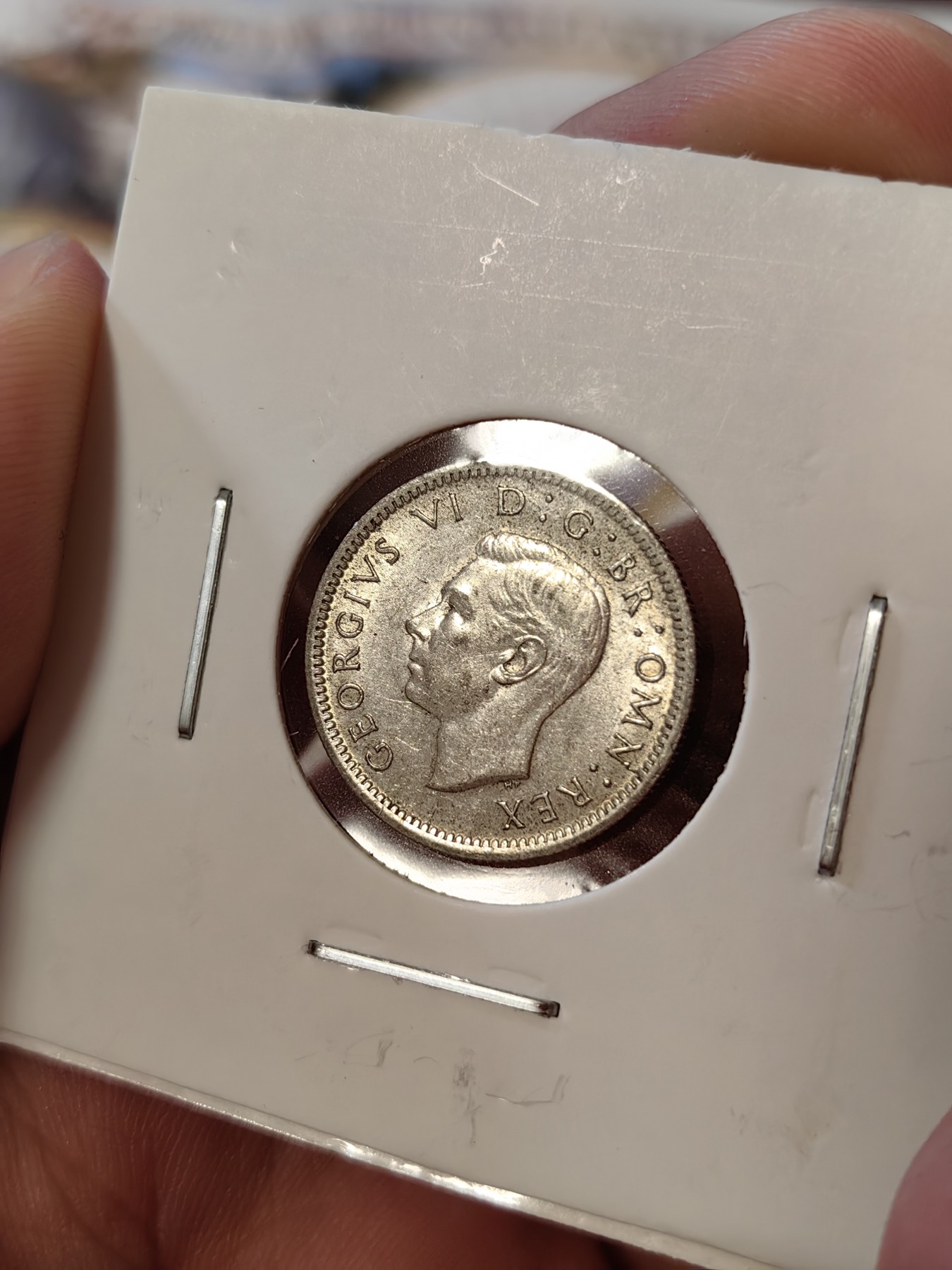 橡树集藏-006场 海纳百川 UNC转光品散银币四枚，英国乔六6便士，荷属东印度1/10，沙俄10戈比，中国广东省二毫