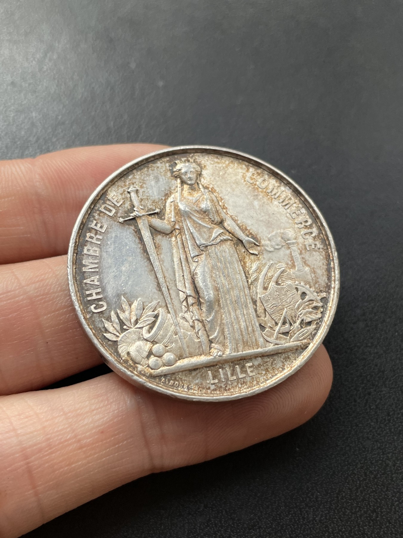 章牌专场-第26期 法国里尔商会银章 直径：37 mm ，22.4 g