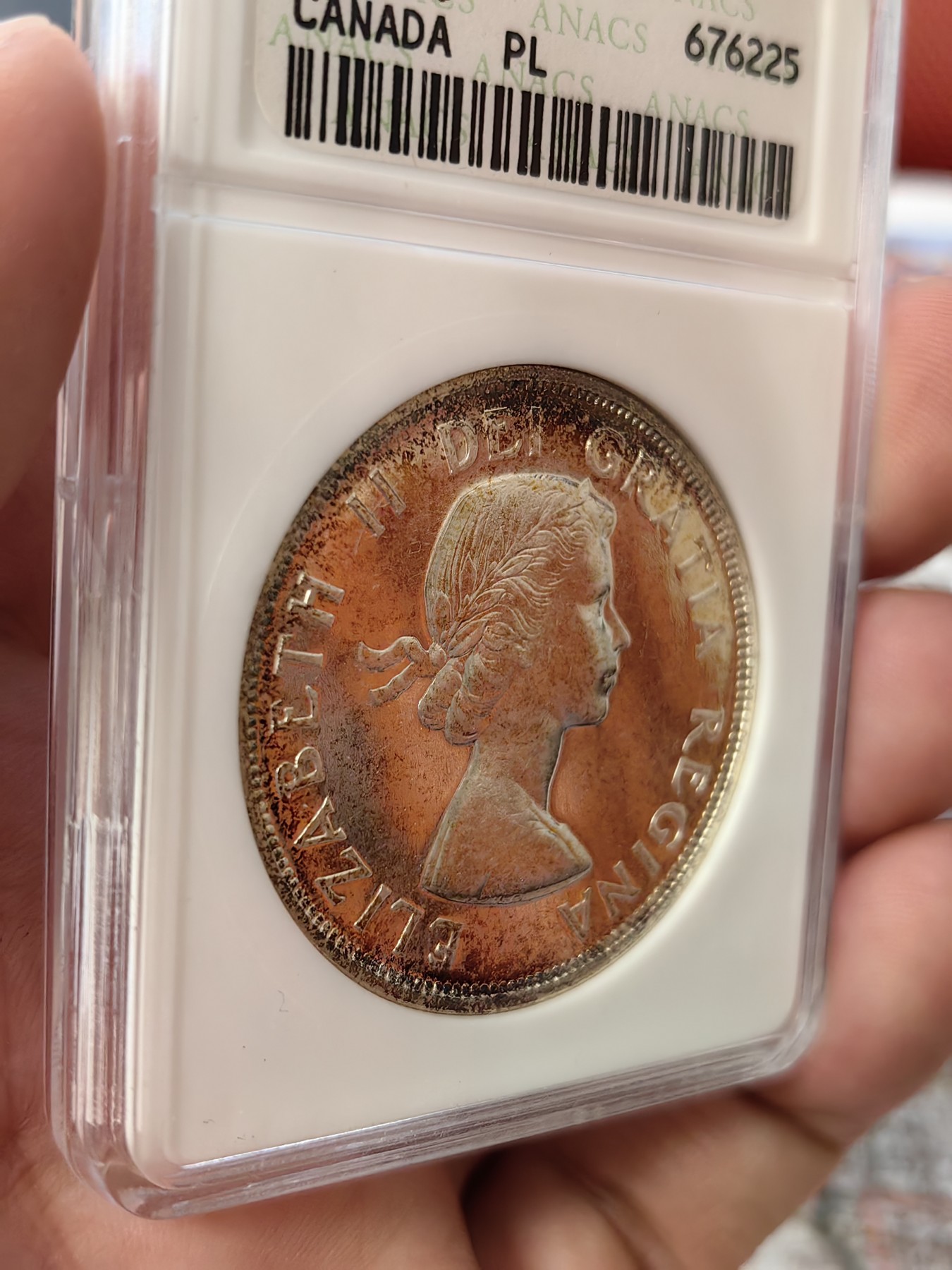 橡树集藏-006场 海纳百川 anacs-Ms65pl 1960年加拿大划船大银币 桂冠伊伊少女头像 镜面感强烈 绝版可爱小白盒 视觉效果极佳 盈掌可握 不可多得的欣赏佳品