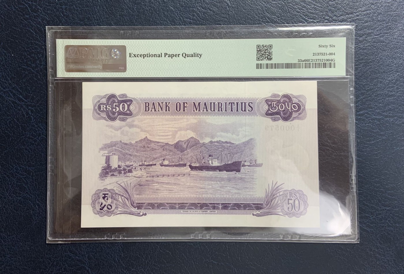 收藏联盟Quantum Auction 第272期拍卖 世界人口日专场 毛里求斯1967年5-50卢比首发全同百位号一套 PMG66 (10卢比为64e)