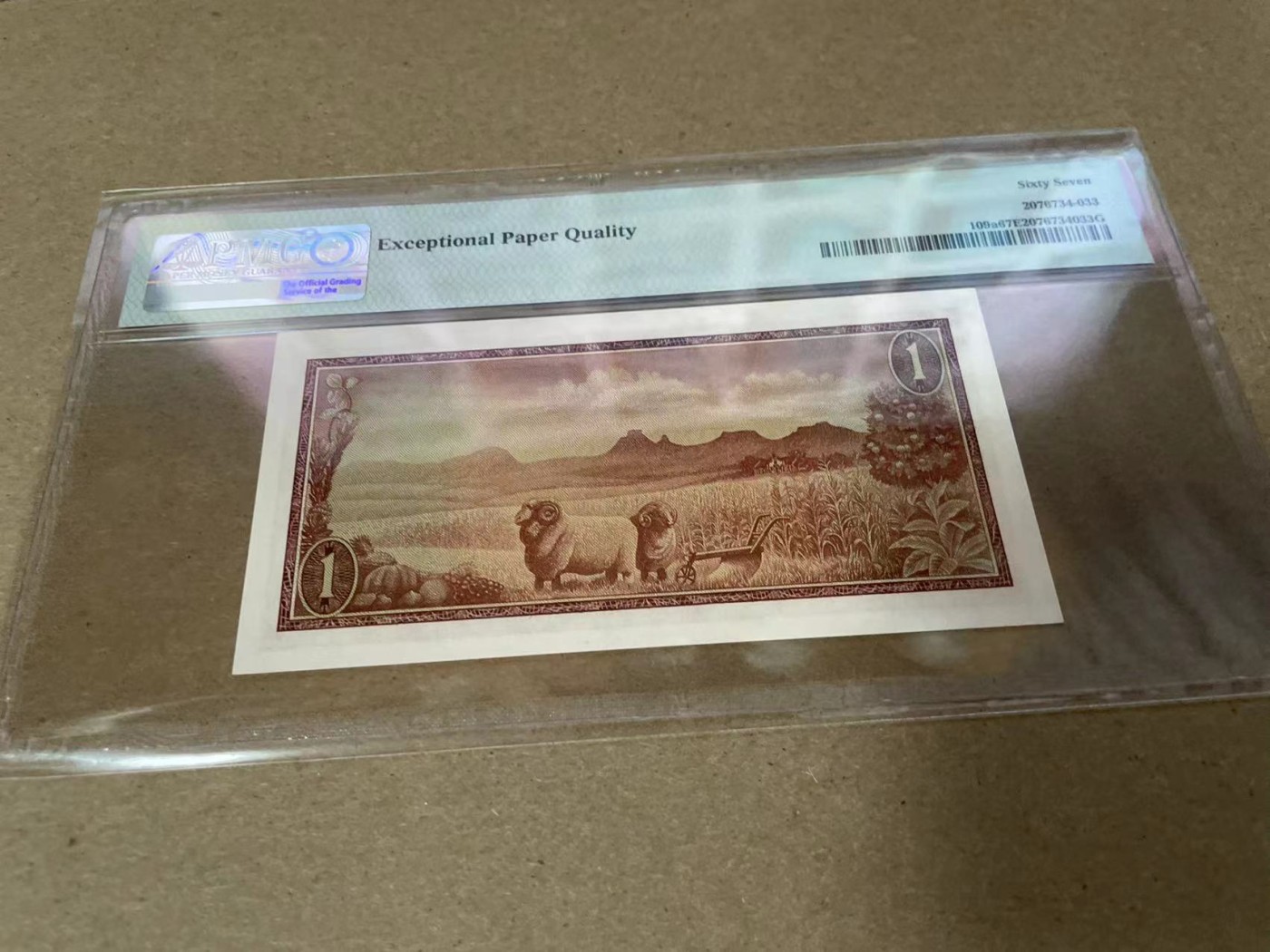 【Blue Auction】✨世界纸币精拍第342期【精】  【无47】南非 1966年1兰特 PMG67EPQ 