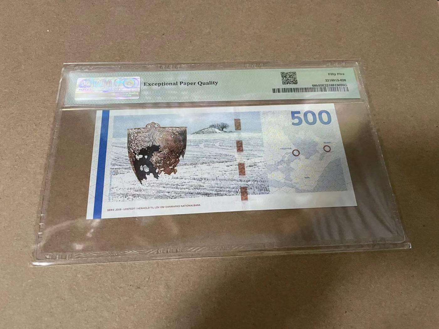 【Blue Auction】✨世界纸币精拍第342期【精】 【A0  336小号】丹麦 2011年500克朗 PMG55EPQ 