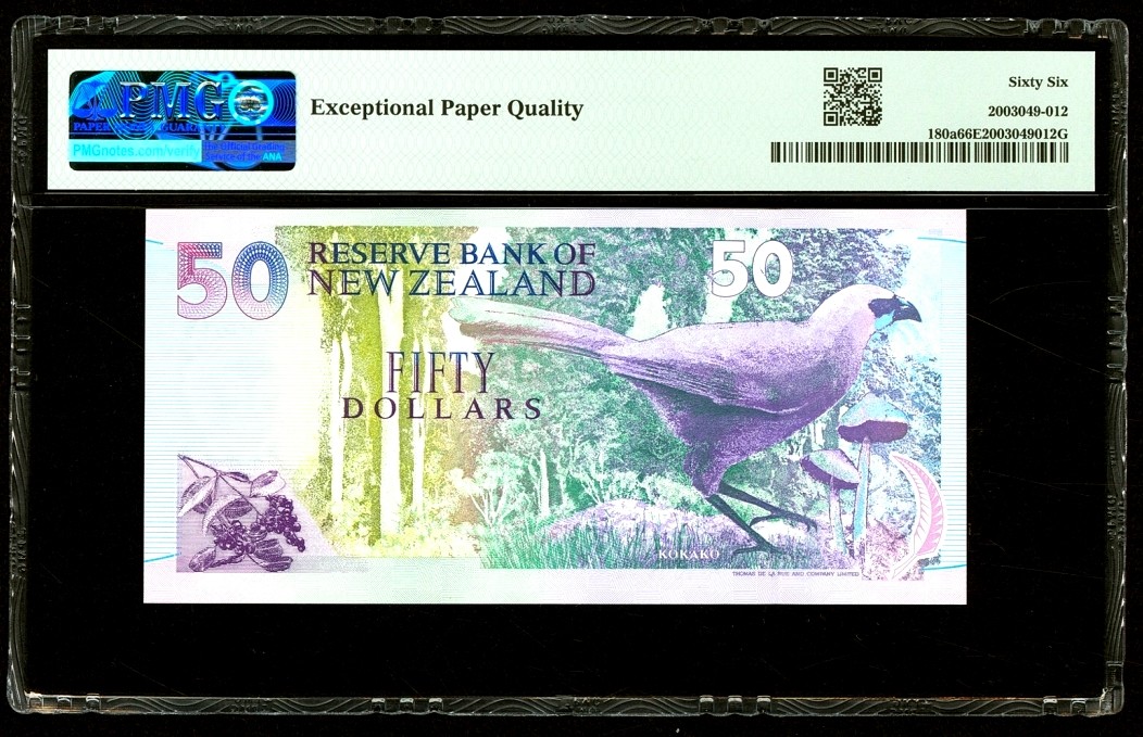 【Blue Auction】✨世界纸币精拍第342期【精】 【纸质版515百位小号无47】新西兰 1992年50元 PMG66EPQ 精美