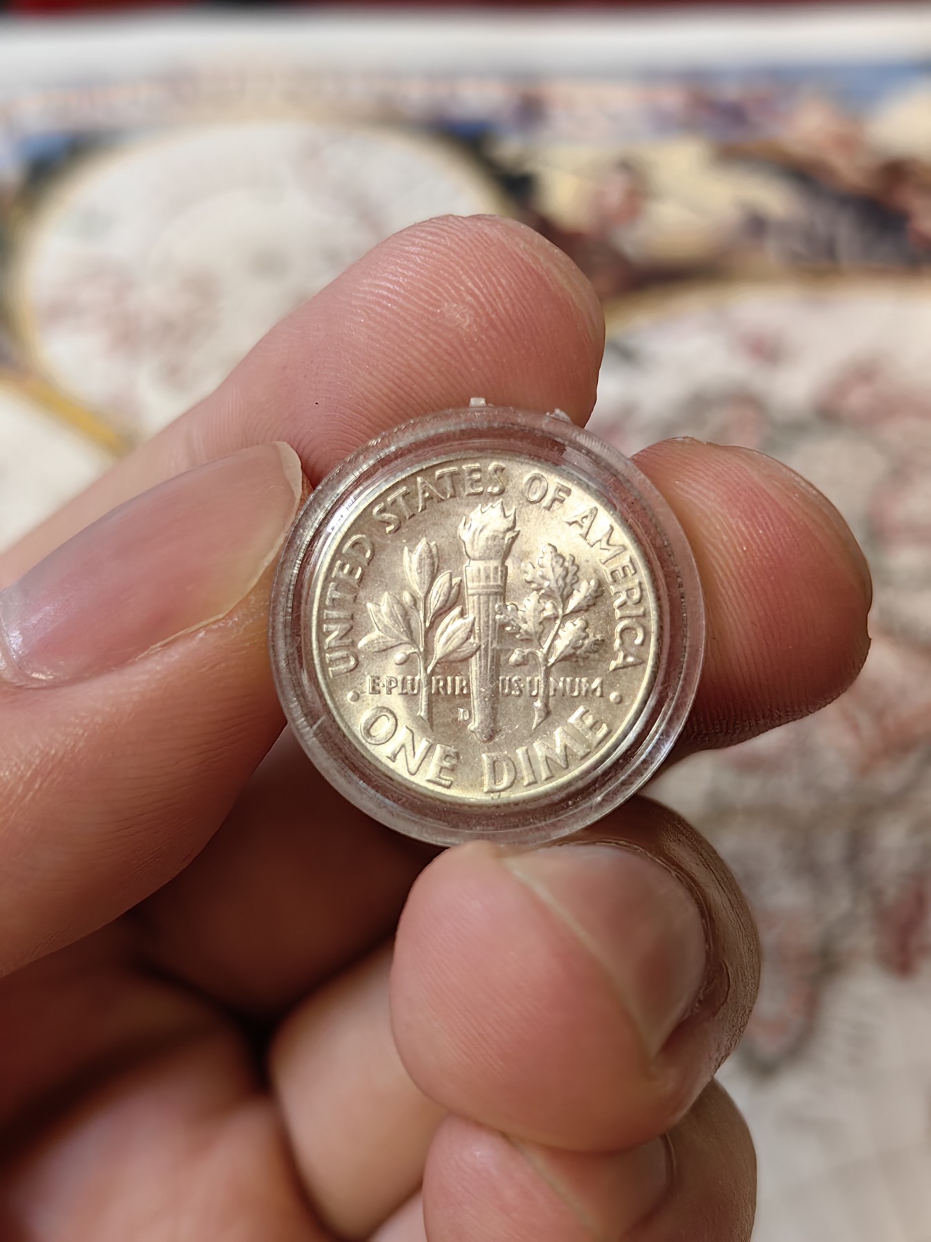 橡树集藏-006场 海纳百川 MS拆卷原光1964首年美国罗斯福小银一枚，非普通铜镍合金版，推荐评级