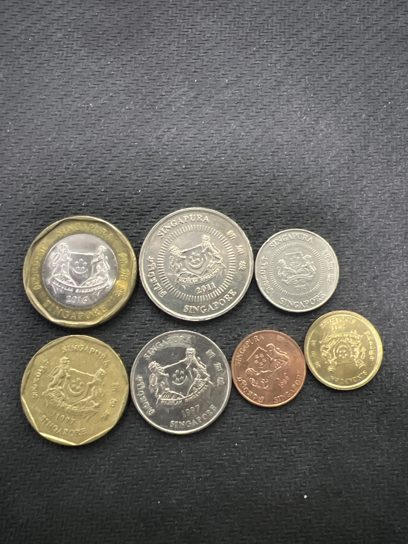 飞翔风筝第三场拍世界纸币银币硬币 新加坡7枚套