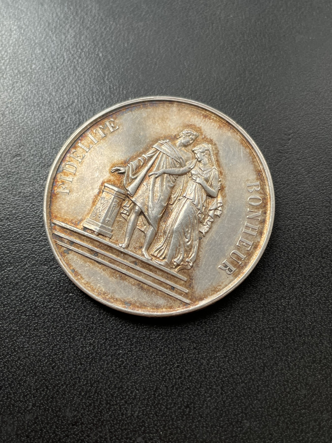 章牌专场-第26期 1892年法国婚礼银章 直径：39 mm ，25 g