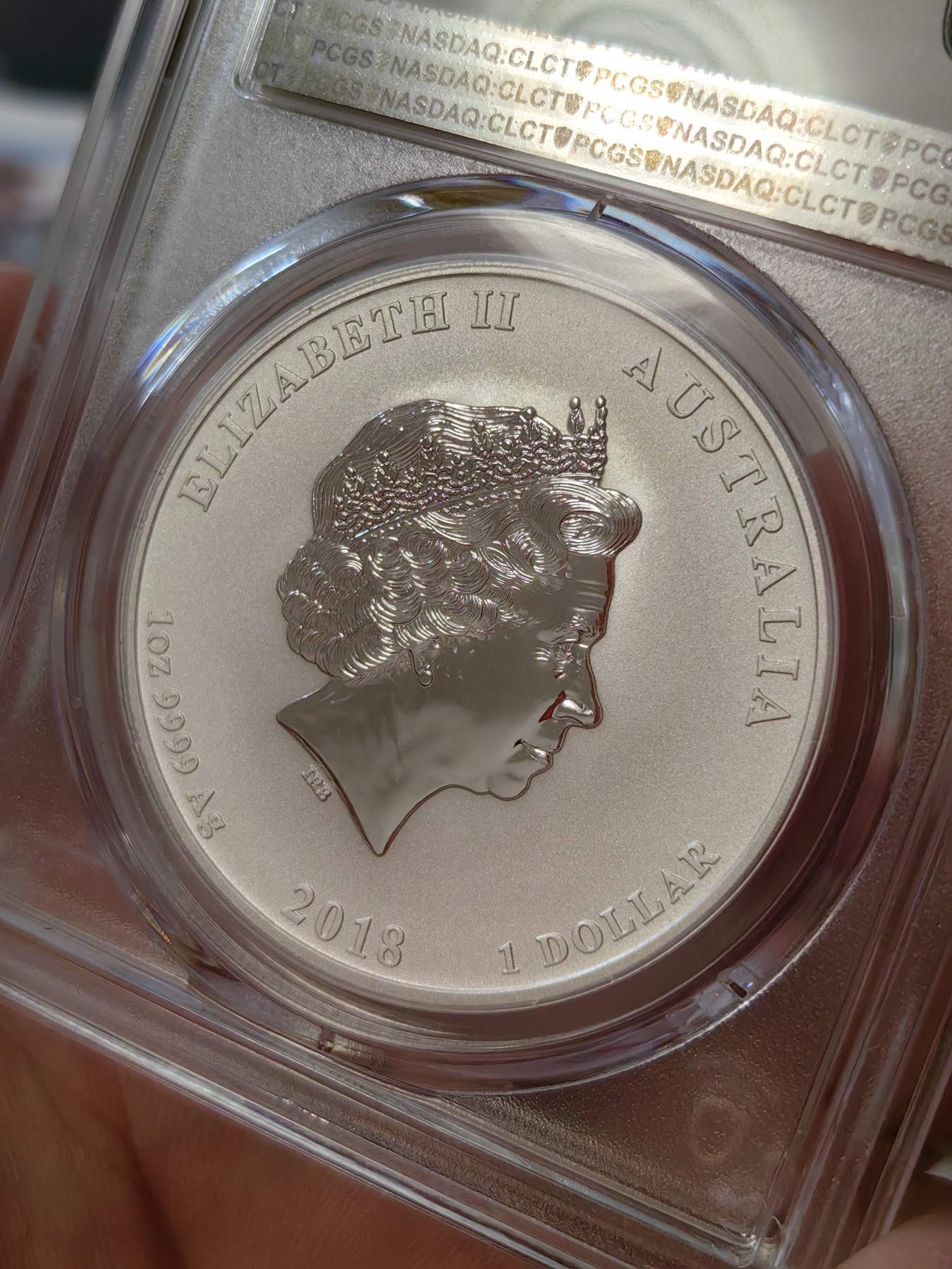 橡树集藏-006场 海纳百川 pcgs-ms70 2018年澳大利亚恭贺毕业1美元纪念大银币 完美品相 霍格沃兹的可爱猫头鹰 珀斯厂