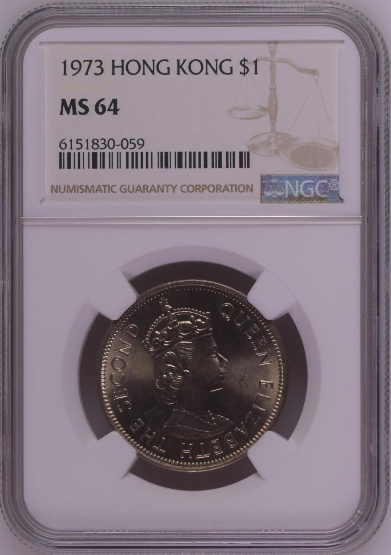 收藏联盟Quantum Auction 第271期拍卖  香港政府1973年1大圆 NGC MS64 大冠女王