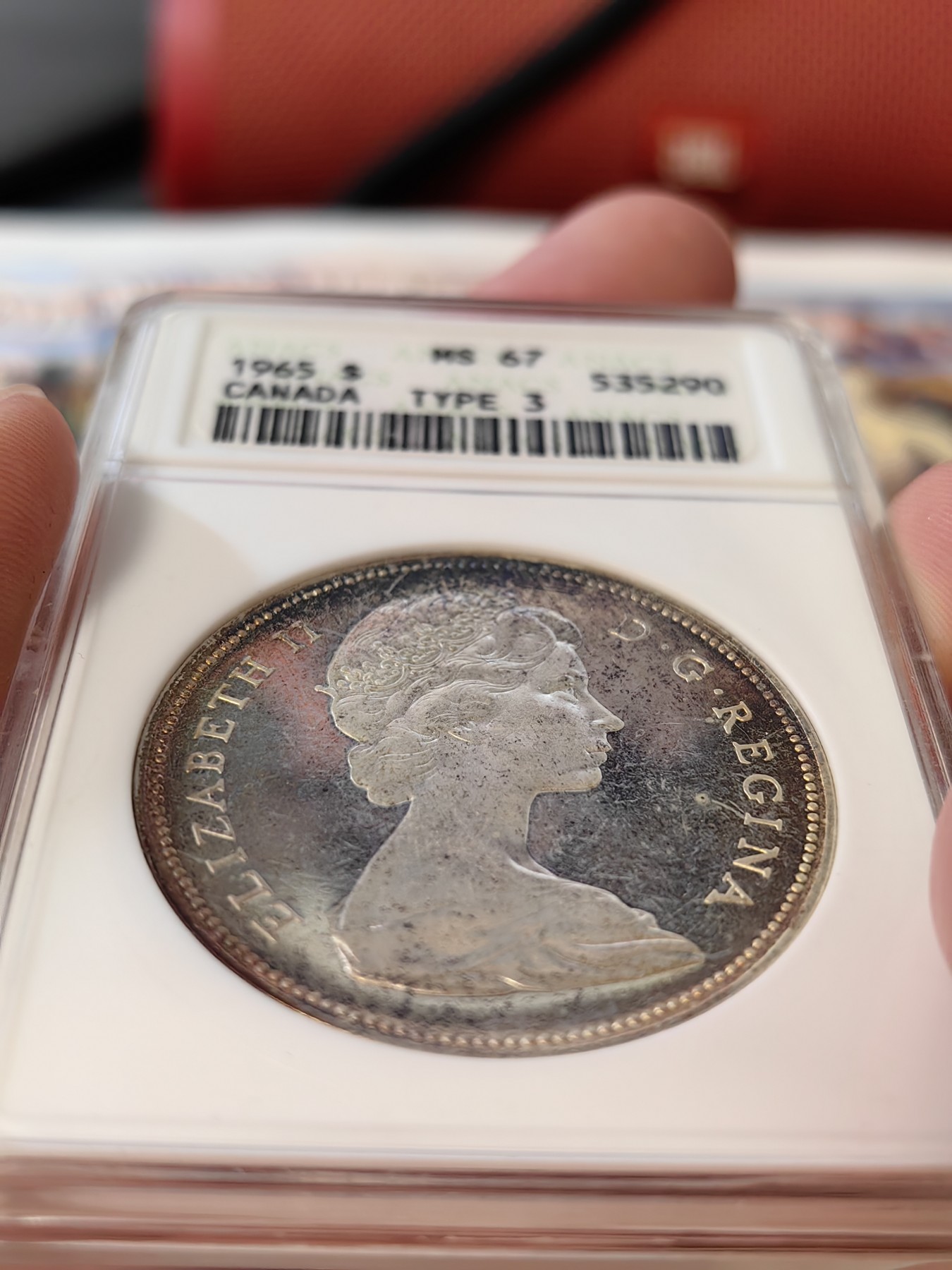 橡树集藏-006场 海纳百川 anacs-Ms67 1965年加拿大划船大银币 标签错误 实际是pl67 cameo 高分好品 请看照片 绝版可爱小白盒 Zippo大小盈手可握 非常少见