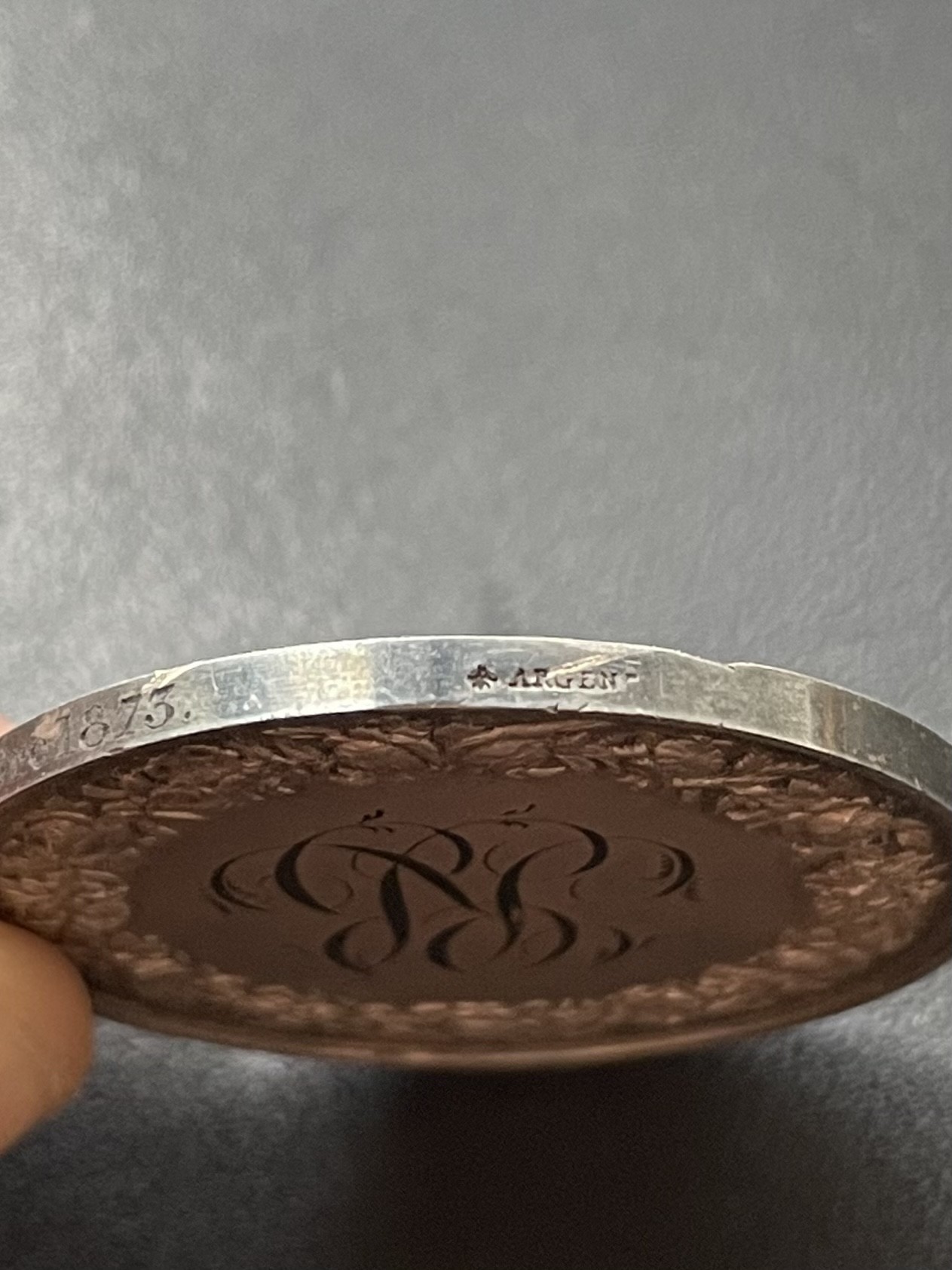 章牌专场-第26期 1873年法国婚礼银章 直径：37 mm，22 g