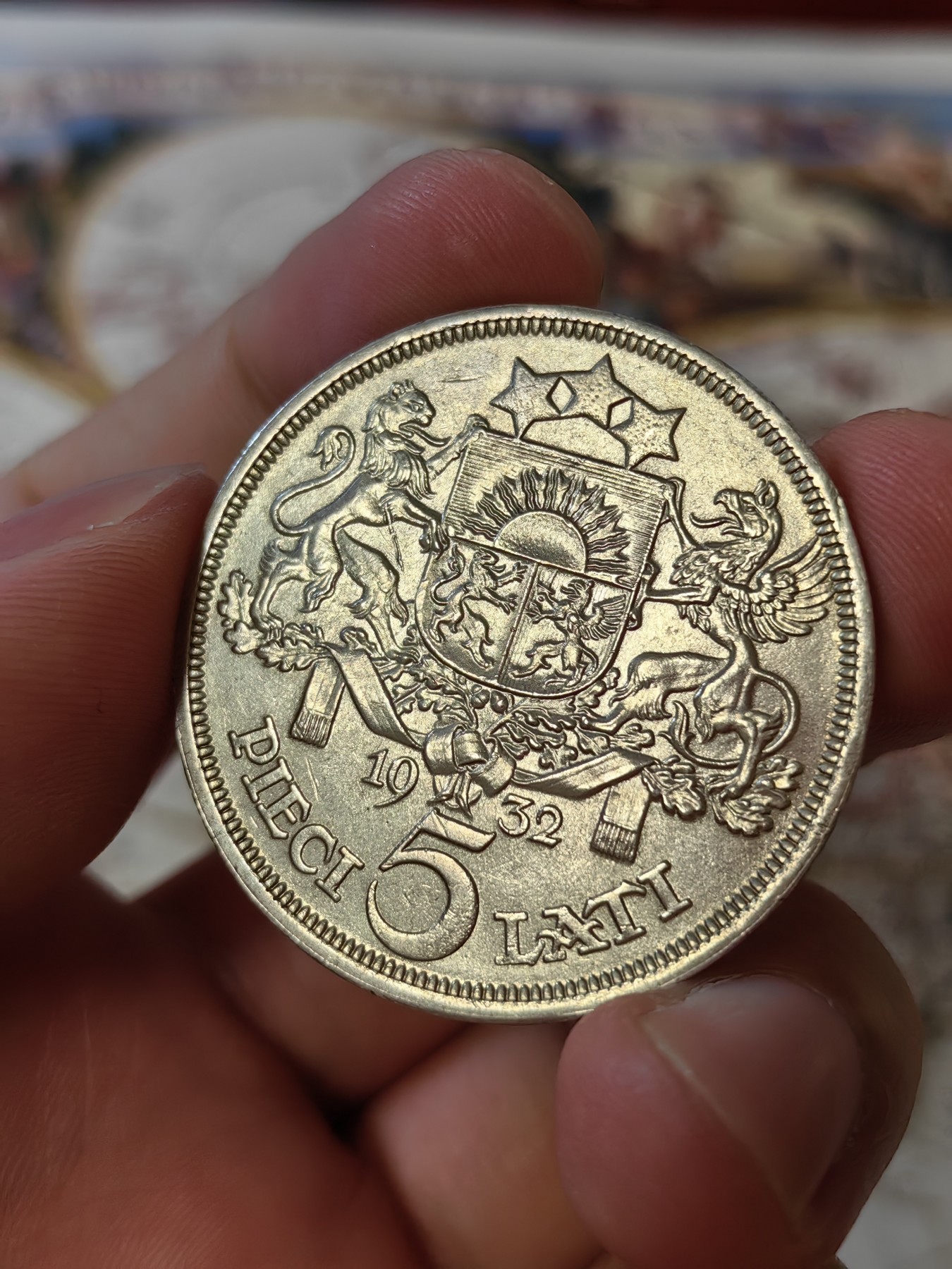 橡树集藏-006场 海纳百川 拉脱维亚 1932年5拉特大银币 民族谷物少女