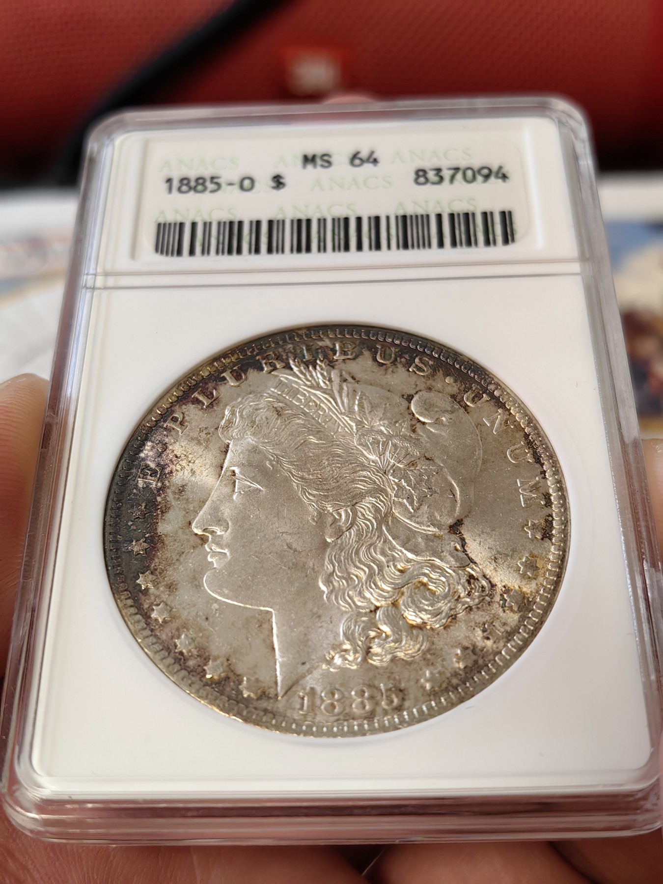 橡树集藏-006场 海纳百川 anacs-ms64 1885年o版美国摩根银元 双面老包浆 实物观感舒服 小白盒手感极佳 