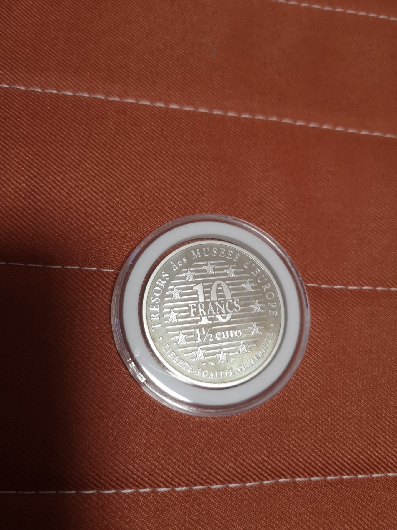 长老汇第14场精品新老银币系列 1996法国卢浮宫珍宝系列中国重甲骑士双货币单位1.5欧元/10法郎银币