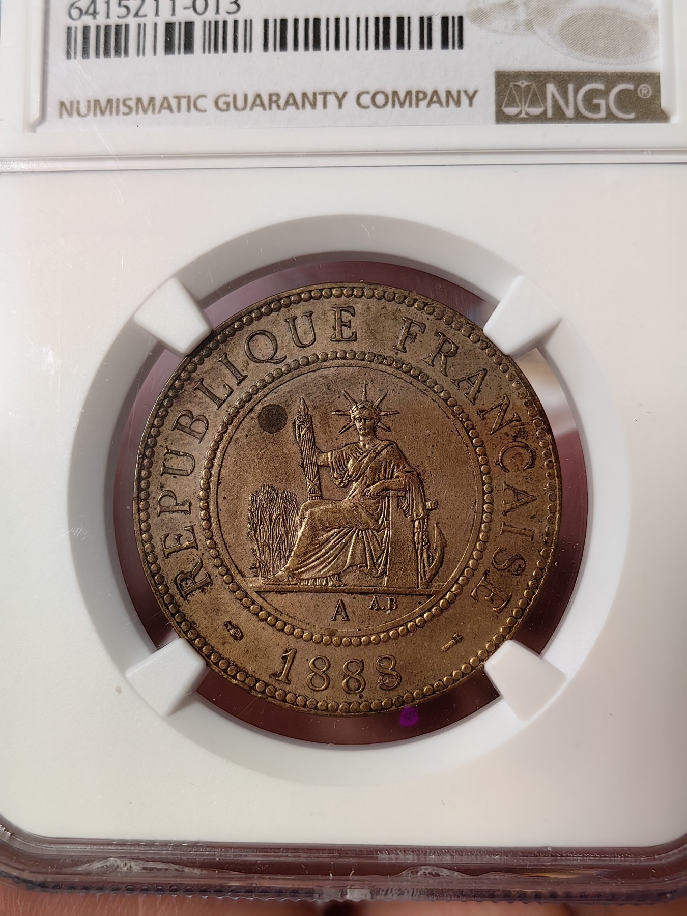 橡树集藏-006场 海纳百川 NGC-MS62BN 法属印度支那 1分铜币1888年国内受追捧的年份，热门品种热门年份不错的状态