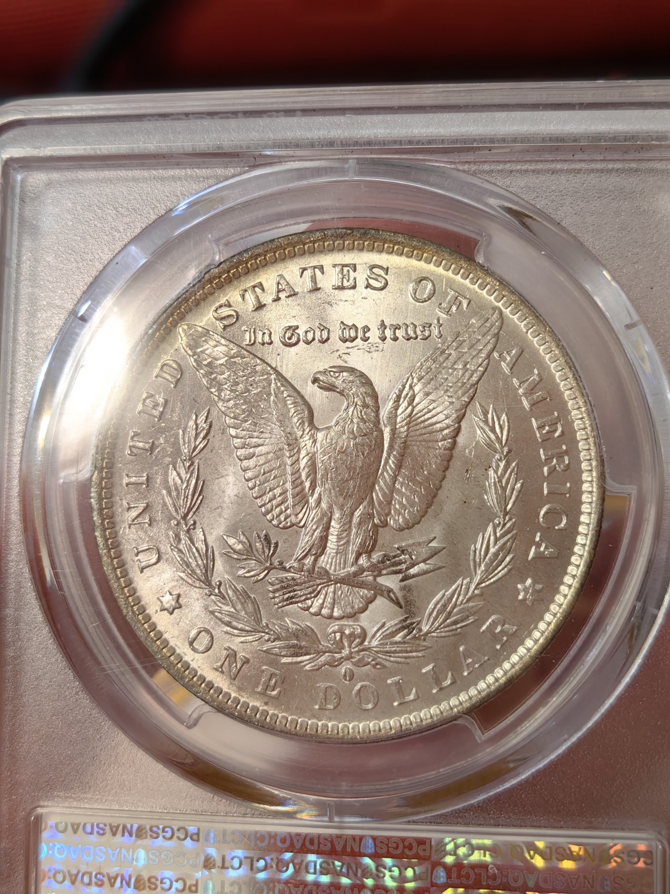 橡树集藏-006场 海纳百川 pcgs-ms65 1884年o版美国摩根银元 金发美国摩登女郎 全金彩覆盖罕见 仿佛镀了一层金箔 炫目华贵 实物观感极佳