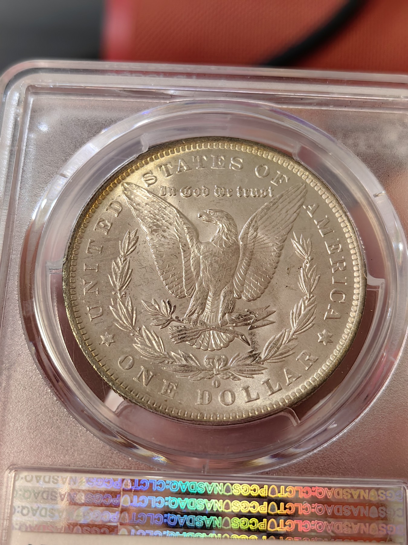 橡树集藏-006场 海纳百川 pcgs-ms65 1884年o版美国摩根银元 金发美国摩登女郎 全金彩覆盖罕见 仿佛镀了一层金箔 炫目华贵 实物观感极佳