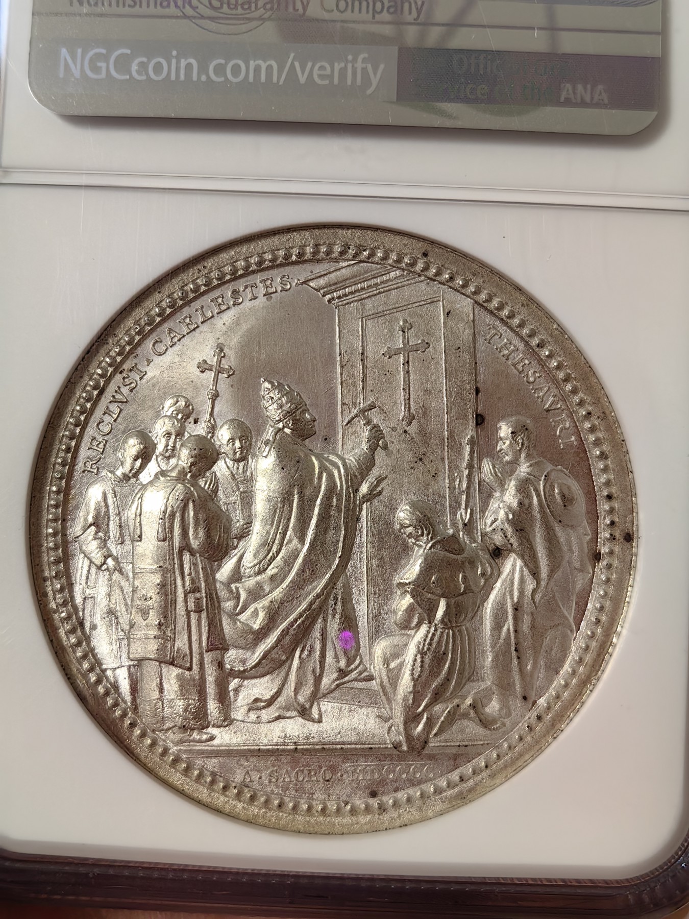 橡树集藏-006场 海纳百川 NGC-62梵蒂冈 1900教皇列奥十三世，圣年记念章，人物刻画细腻，高浮雕镜面底板，加厚盒。