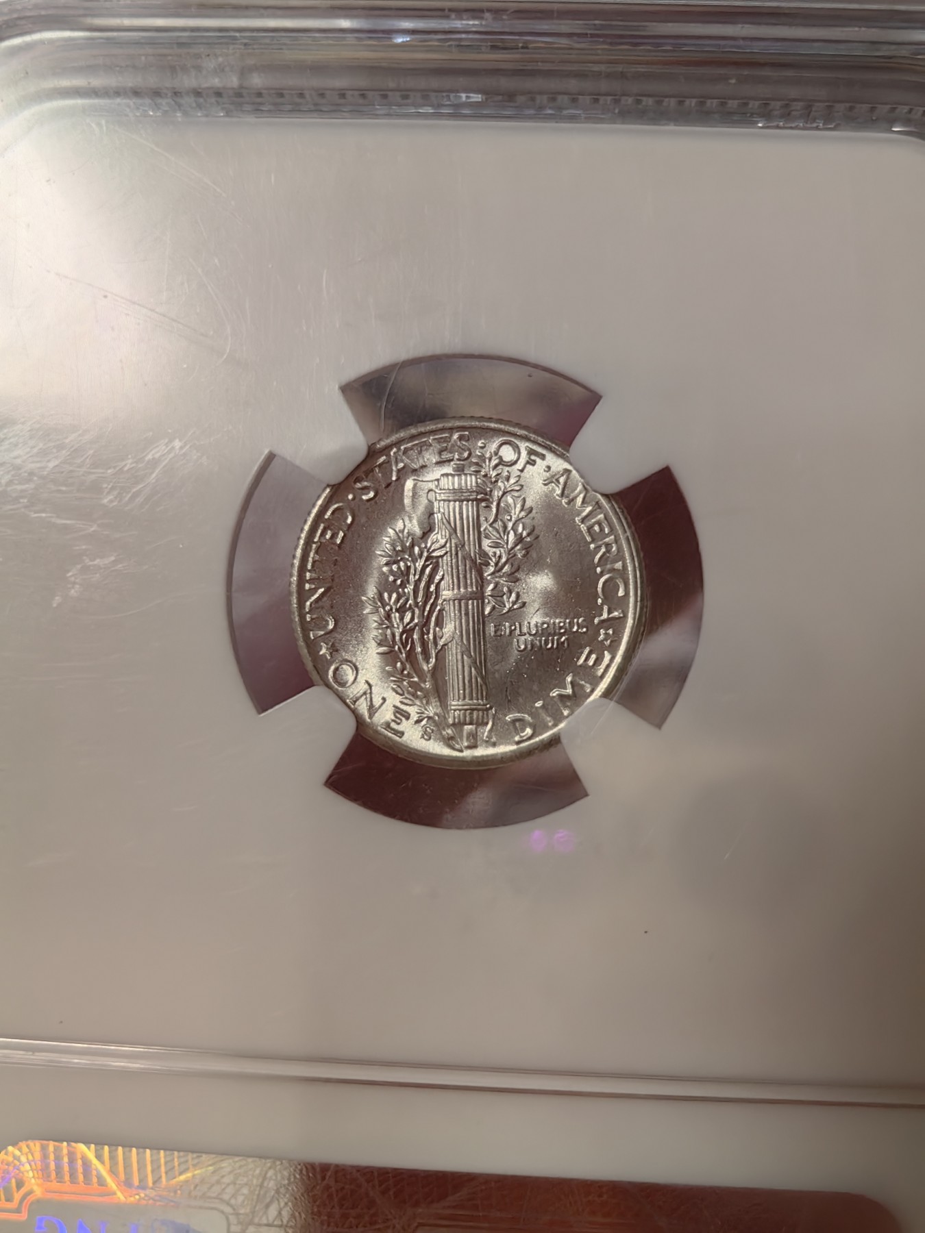 橡树集藏-006场 海纳百川 NGC-ms66 1944年小飞人10分，光泽锐利，整体无银斑划痕，老盒严评。