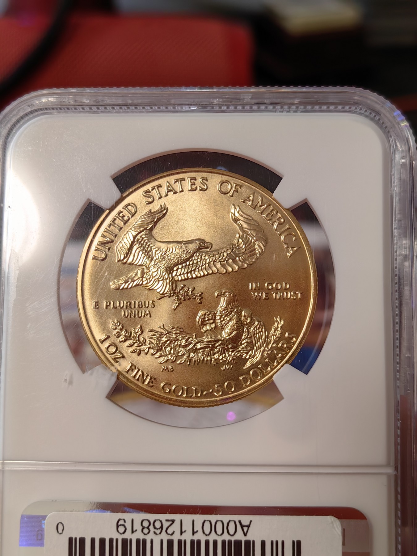 橡树集藏-006场 海纳百川 ngc-ms69 1998年美国圣高斯50美元金币  正面自由女神十分优美  背面美国鹰 含纯金1盎司 金价持续上涨 投资佳品