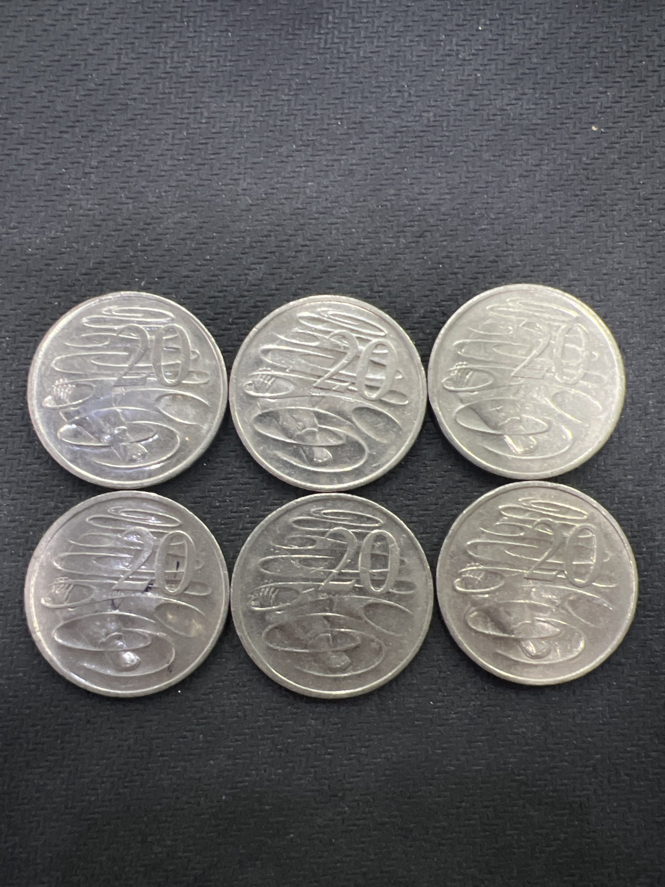 飞翔风筝第三场拍世界纸币银币硬币 澳大利亚硬币20分6个年份