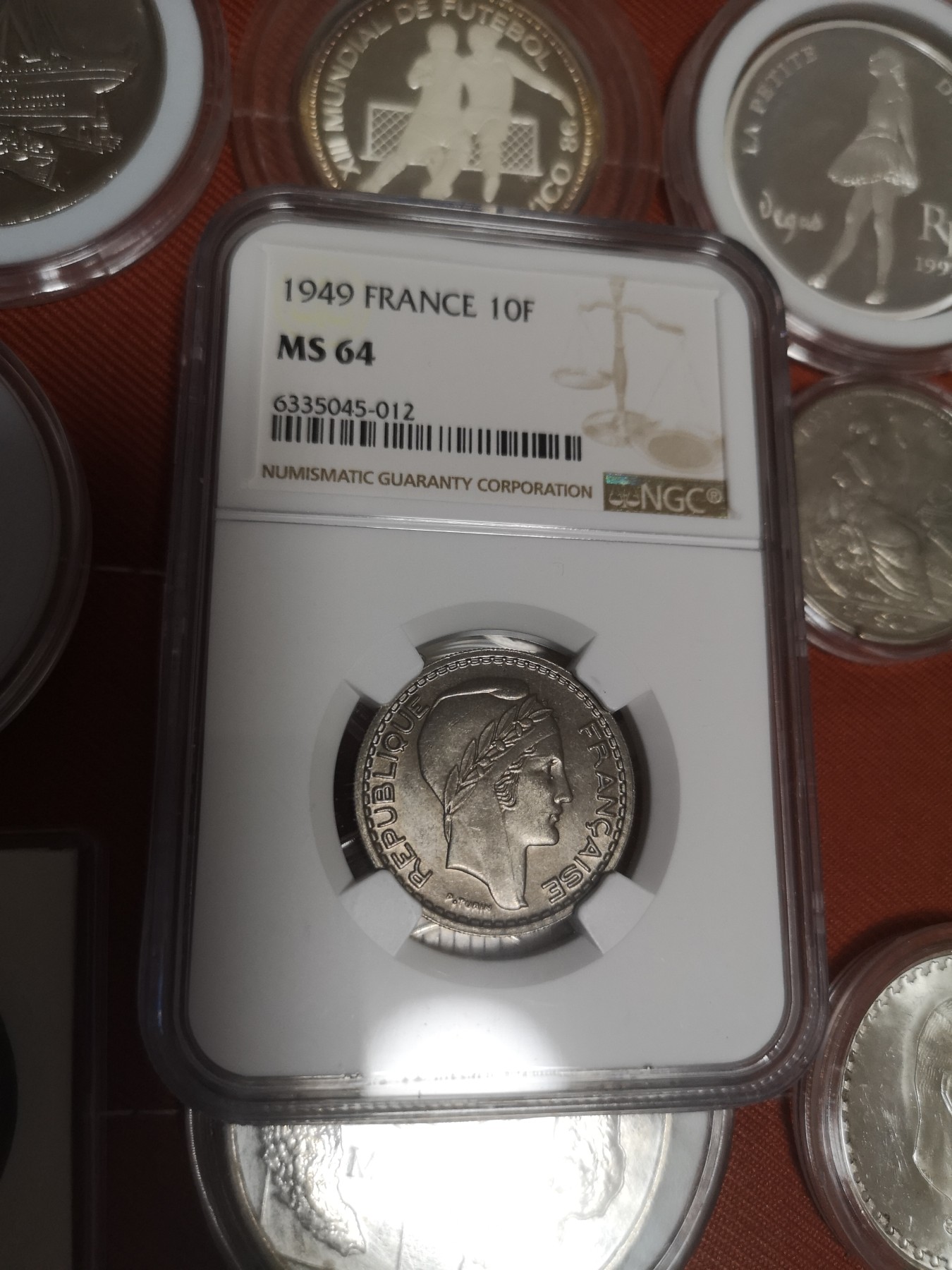 长老汇第14场精品新老银币系列 1949法国10法郎镍币，NGC MS64