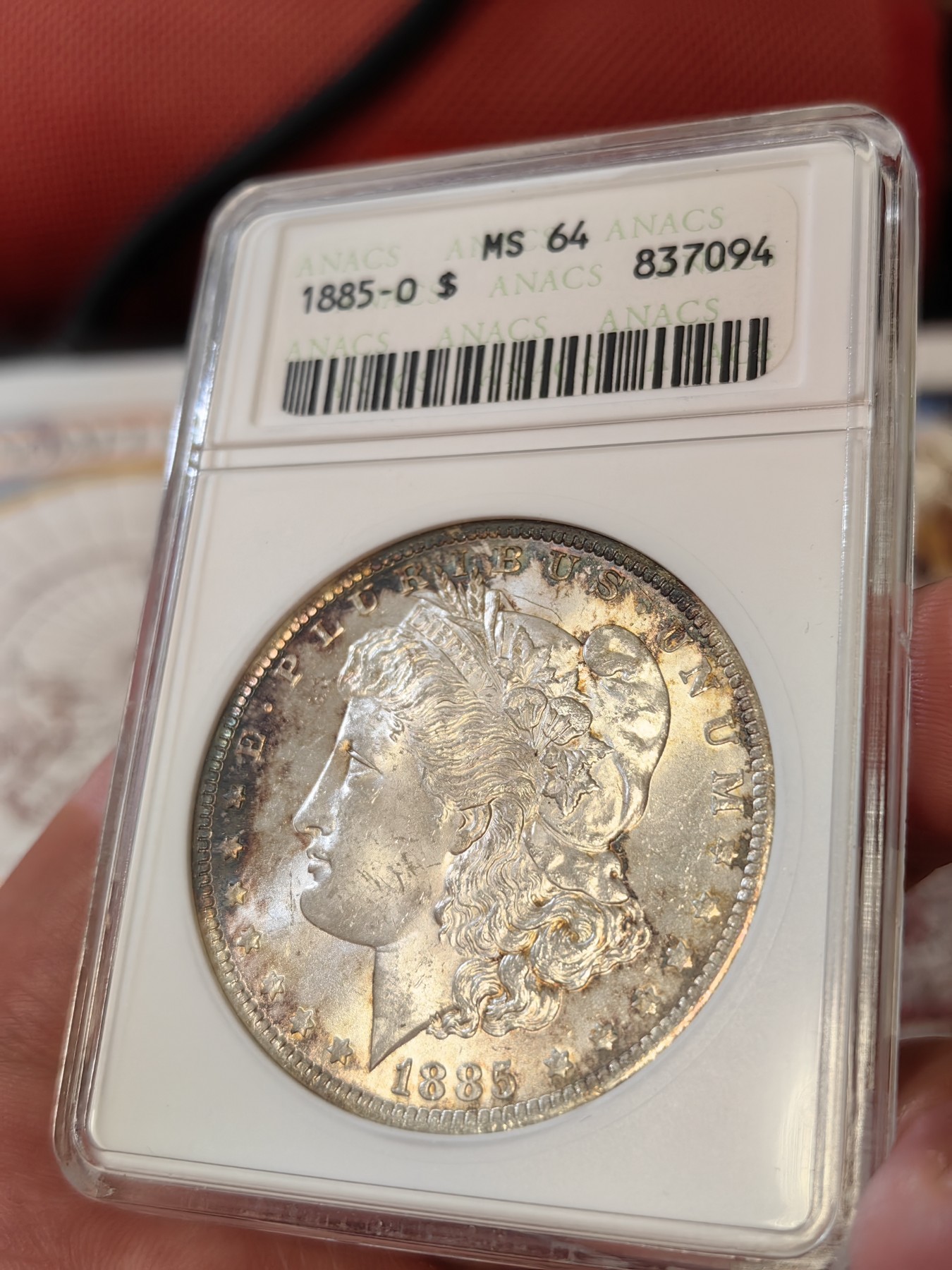 橡树集藏-006场 海纳百川 anacs-ms64 1885年o版美国摩根银元 双面老包浆 实物观感舒服 小白盒手感极佳 