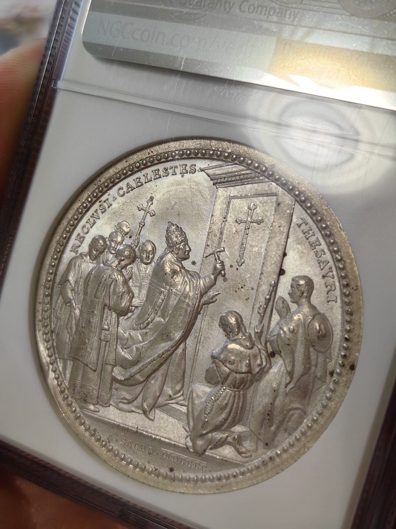 橡树集藏-006场 海纳百川 NGC-62梵蒂冈 1900教皇列奥十三世，圣年记念章，人物刻画细腻，高浮雕镜面底板，加厚盒。