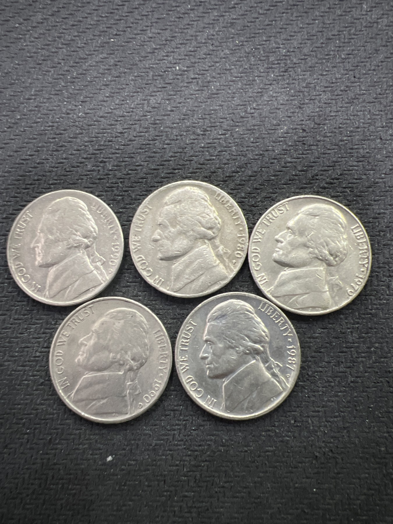 飞翔风筝第三场拍世界纸币银币硬币 美国杰斐逊总统硬币5枚