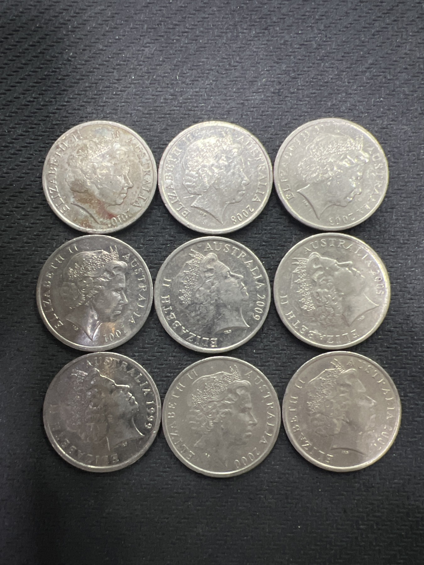 飞翔风筝第三场拍世界纸币银币硬币 澳大利亚硬币9个年份