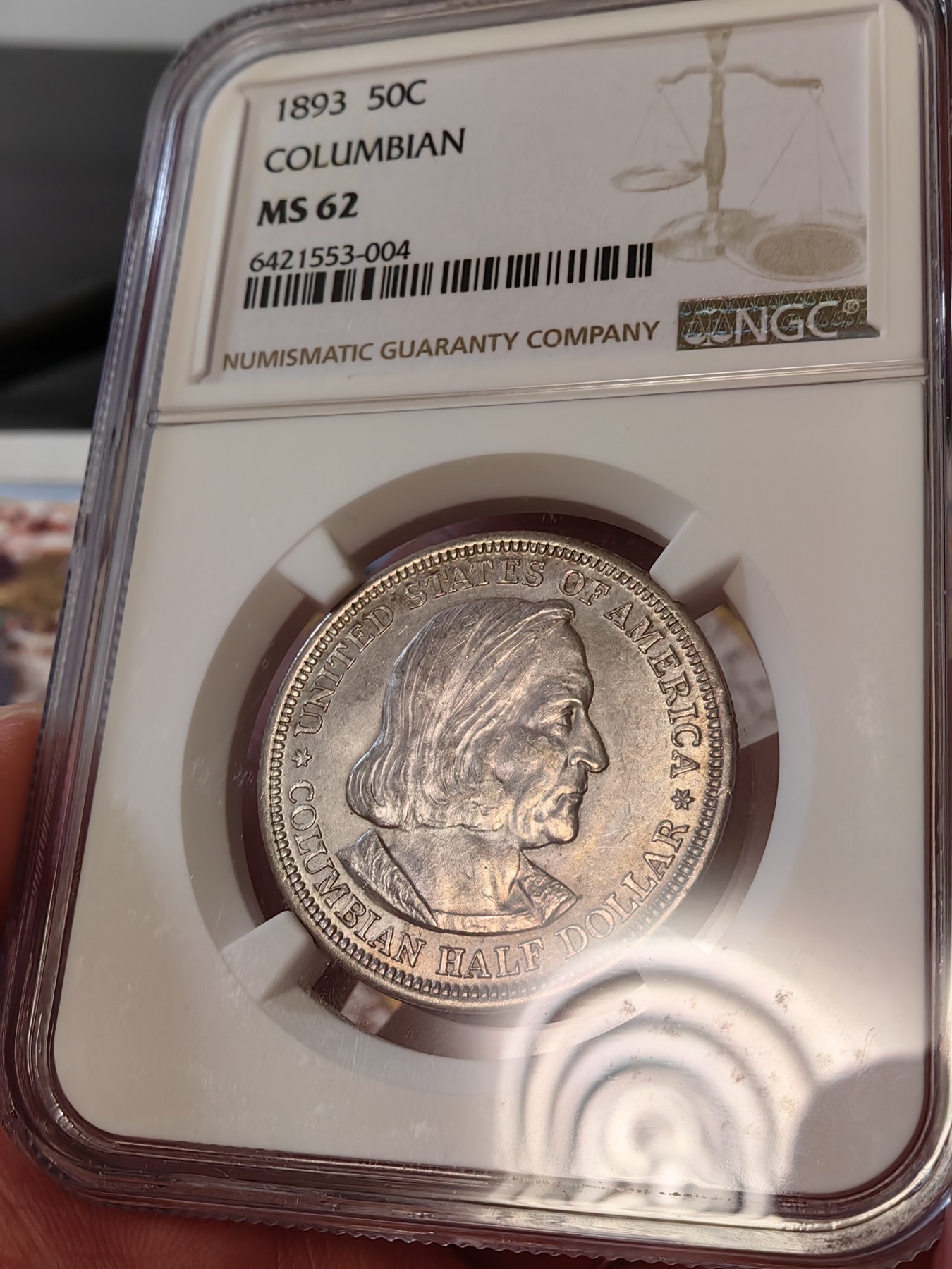 橡树集藏-006场 海纳百川 ngc-ms62 1893年美国哥伦布纪念银币  转光明显