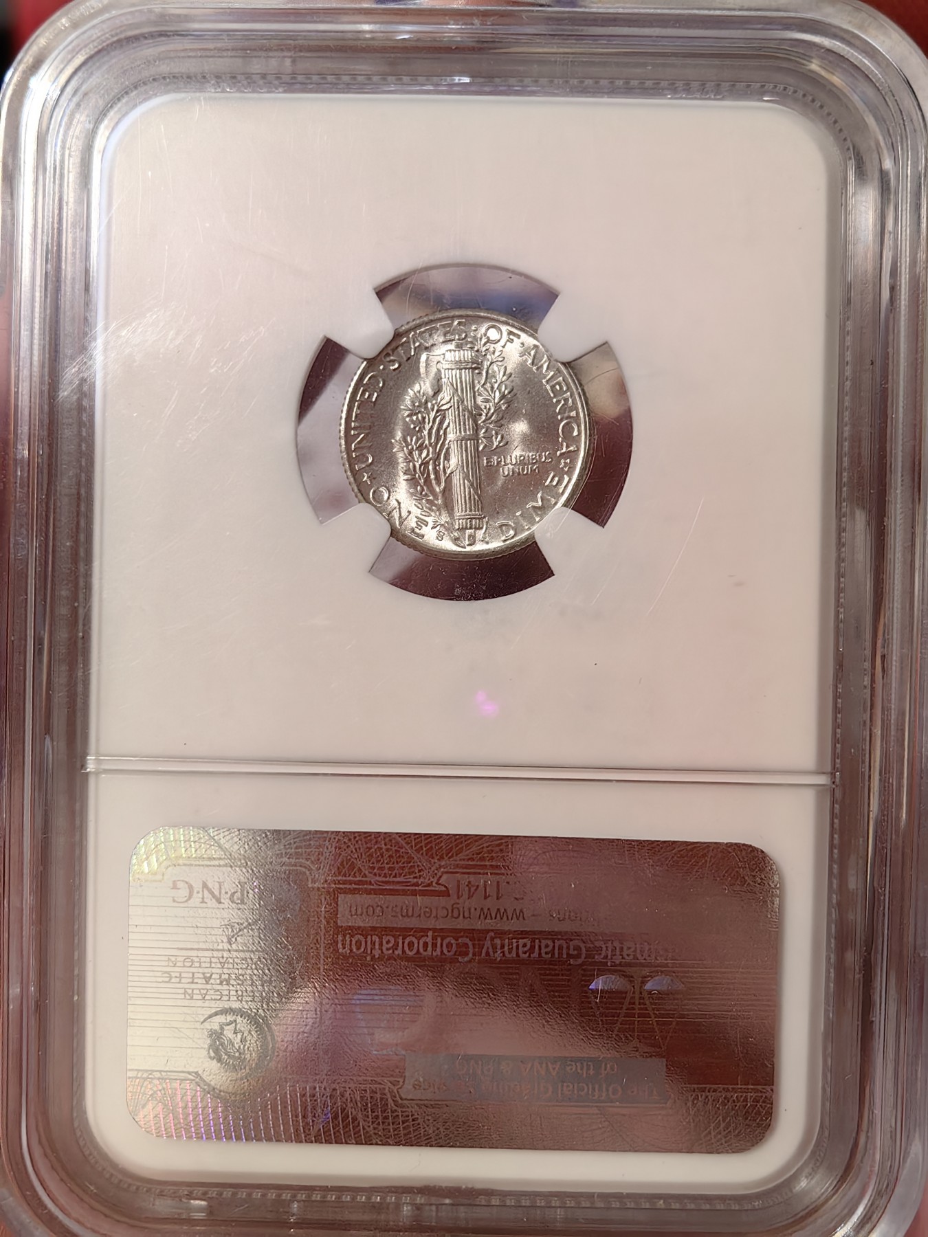 橡树集藏-006场 海纳百川 NGC-ms66 1944年小飞人10分，光泽锐利，整体无银斑划痕，老盒严评。