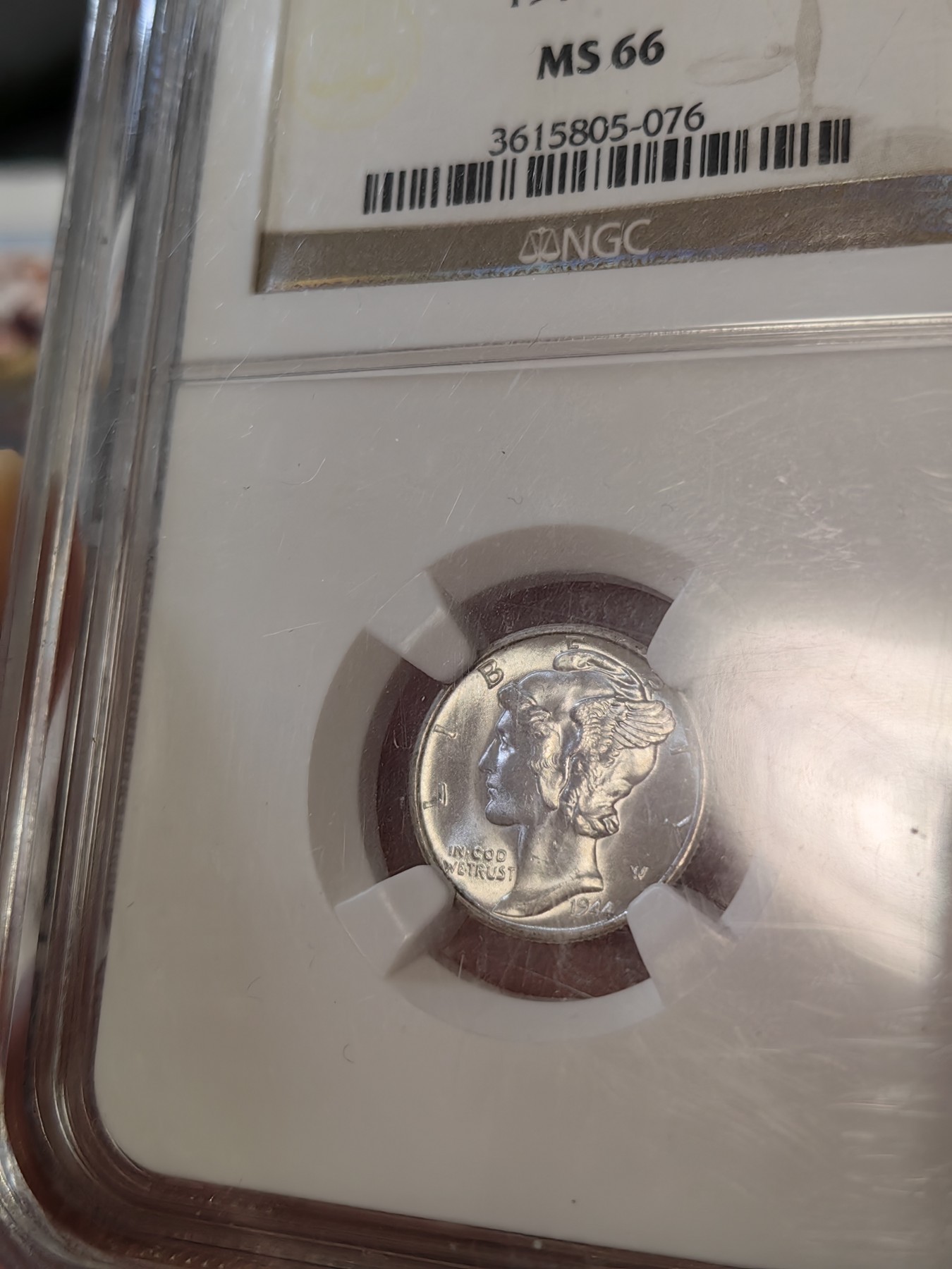 橡树集藏-006场 海纳百川 NGC-ms66 1944年小飞人10分，光泽锐利，整体无银斑划痕，老盒严评。