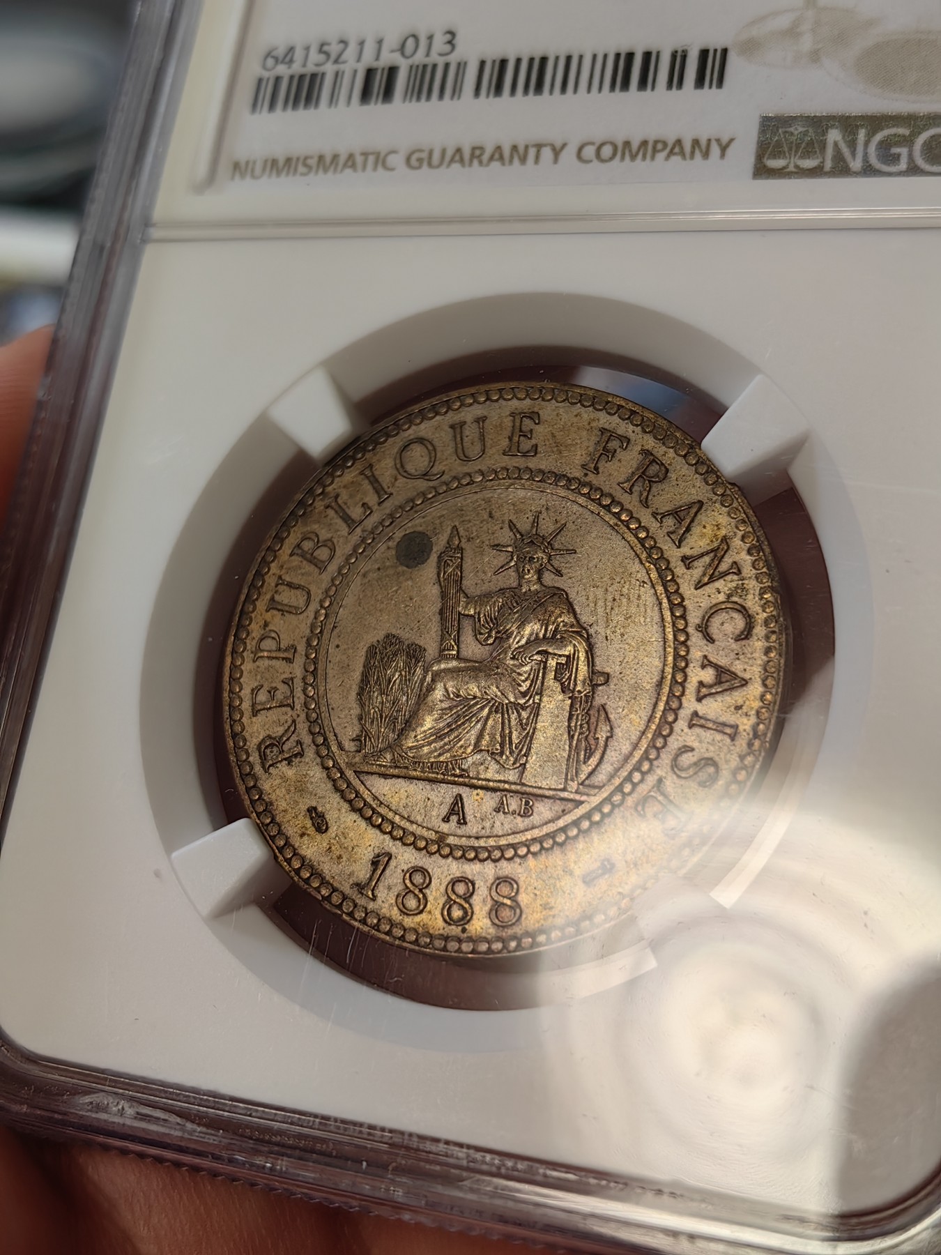 橡树集藏-006场 海纳百川 NGC-MS62BN 法属印度支那 1分铜币1888年国内受追捧的年份，热门品种热门年份不错的状态