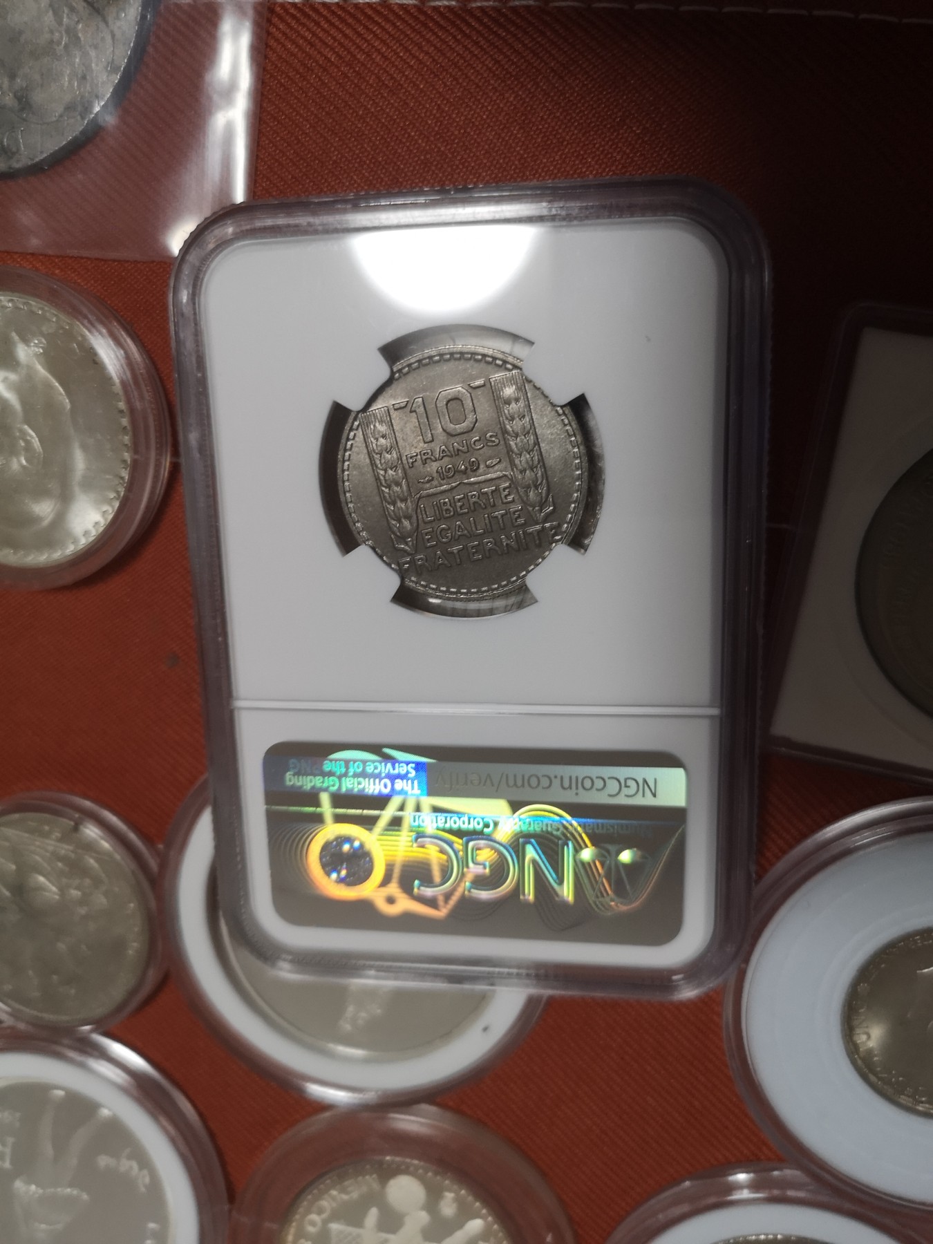 长老汇第14场精品新老银币系列 1949法国10法郎镍币，NGC MS64