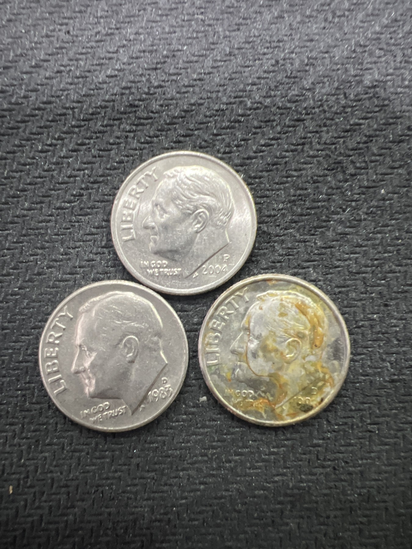 飞翔风筝第三场拍世界纸币银币硬币 美国10美分3枚