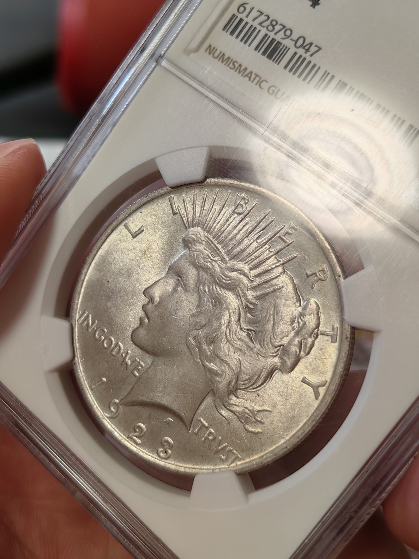 橡树集藏-006场 海纳百川 ngc-MS64  1923年美国和平1美元银币 柔美自由女神 浮雕完好打制佳 顶级车轮霜光