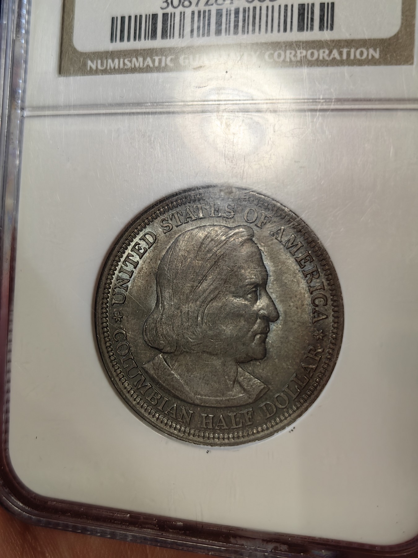 橡树集藏-006场 海纳百川 ngc-ms64 1893年美国哥伦布纪念银币 打制锐利 通体黑彩老包浆 丝绸霜光 自带帆船两个地球 设计优秀 