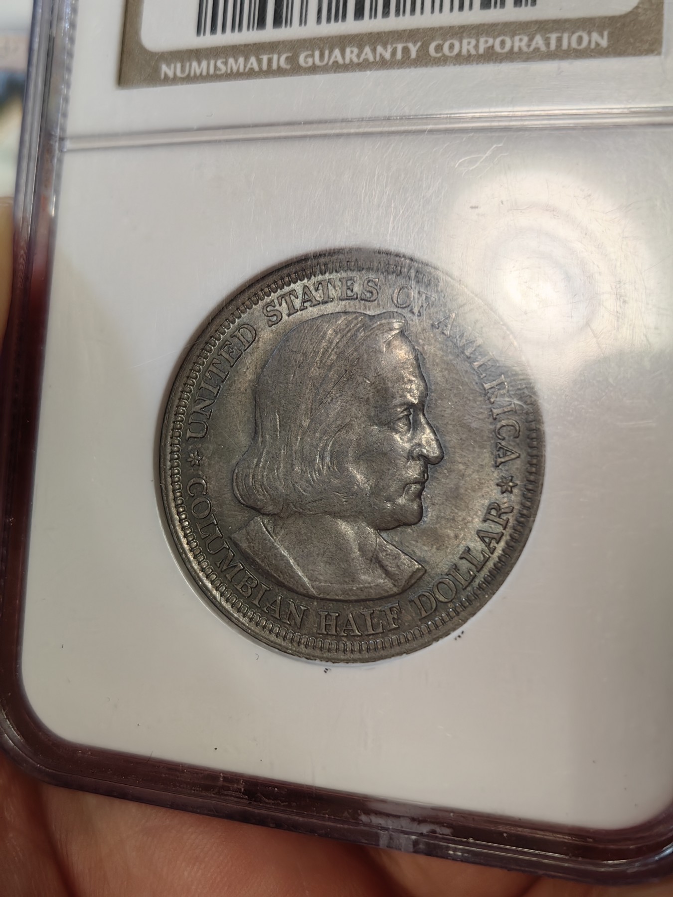 橡树集藏-006场 海纳百川 ngc-ms64 1893年美国哥伦布纪念银币 打制锐利 通体黑彩老包浆 丝绸霜光 自带帆船两个地球 设计优秀 