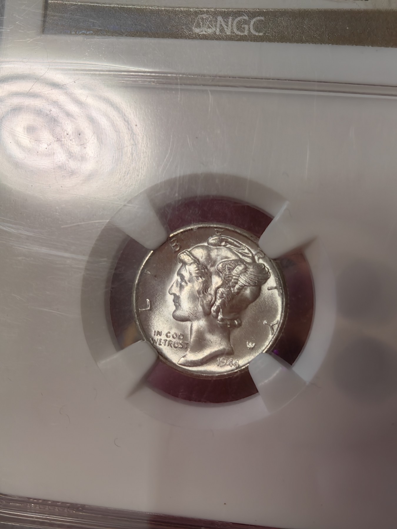 橡树集藏-006场 海纳百川 NGC-ms66 1944年小飞人10分，光泽锐利，整体无银斑划痕，老盒严评。