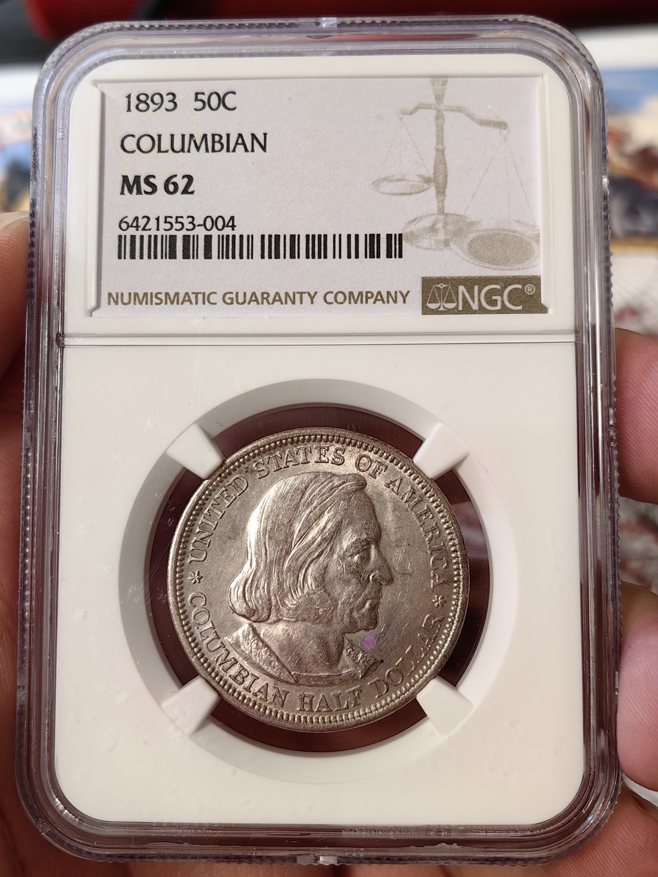 橡树集藏-006场 海纳百川 ngc-ms62 1893年美国哥伦布纪念银币  转光明显