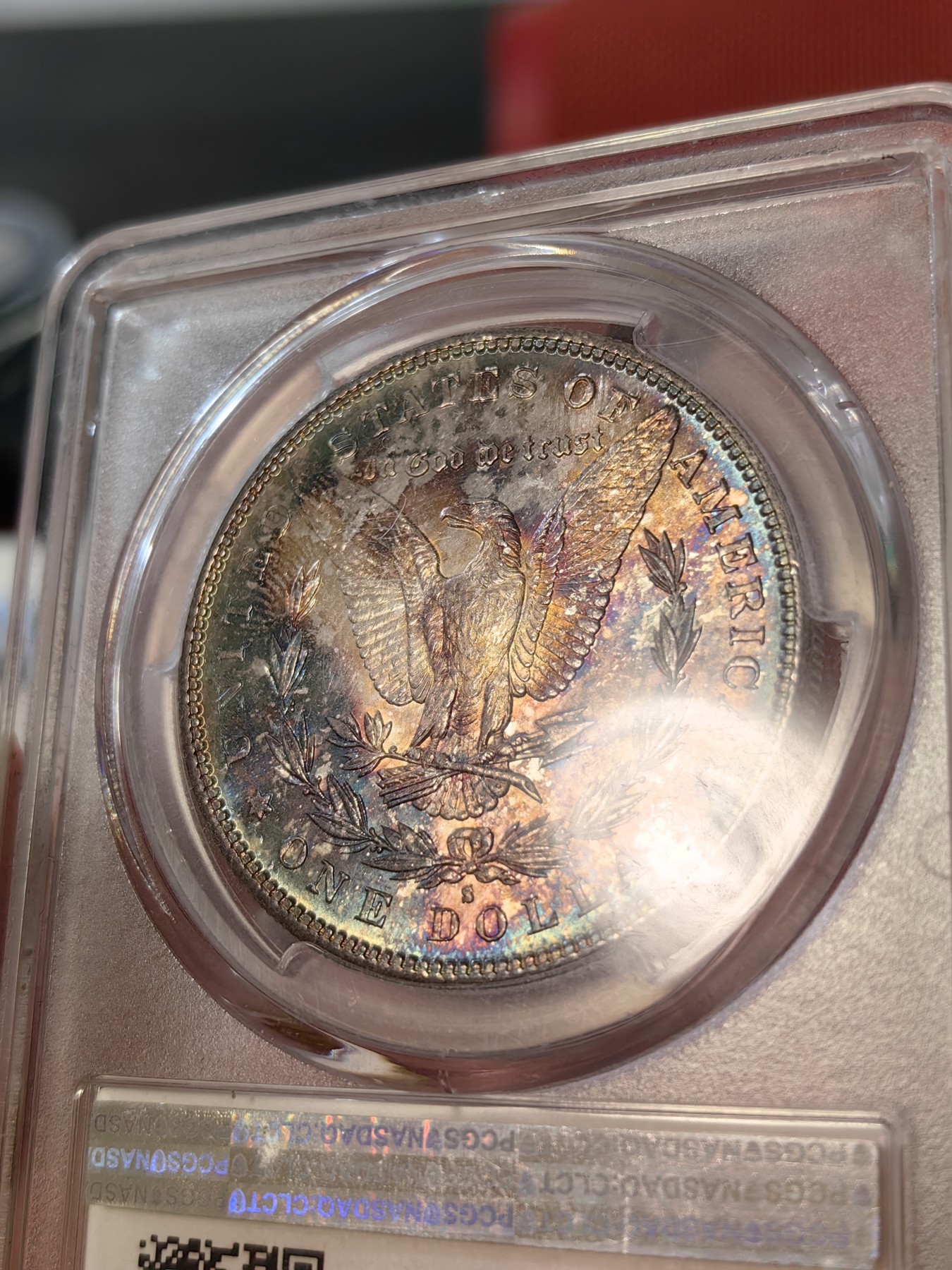 橡树集藏-006场 海纳百川 pcgs-MS66 1881-S 双面彩虹 顶级高分 紫色包浆 底板丝滑 打制锐利 可以自藏的彩虹摩根