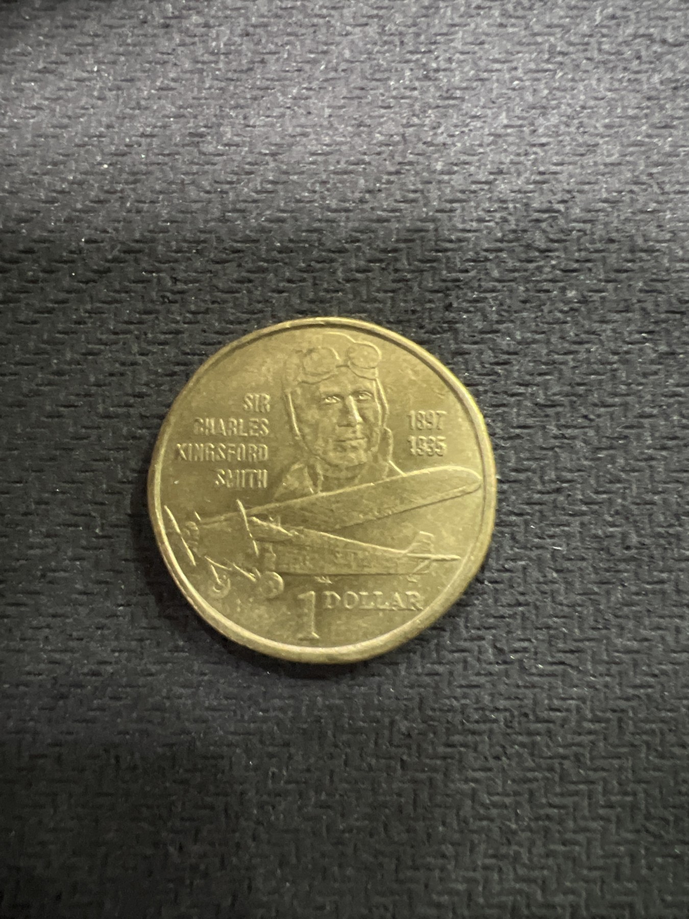 飞翔风筝第三场拍世界纸币银币硬币 澳大利亚1元飞行员查尔斯史密斯纪念币