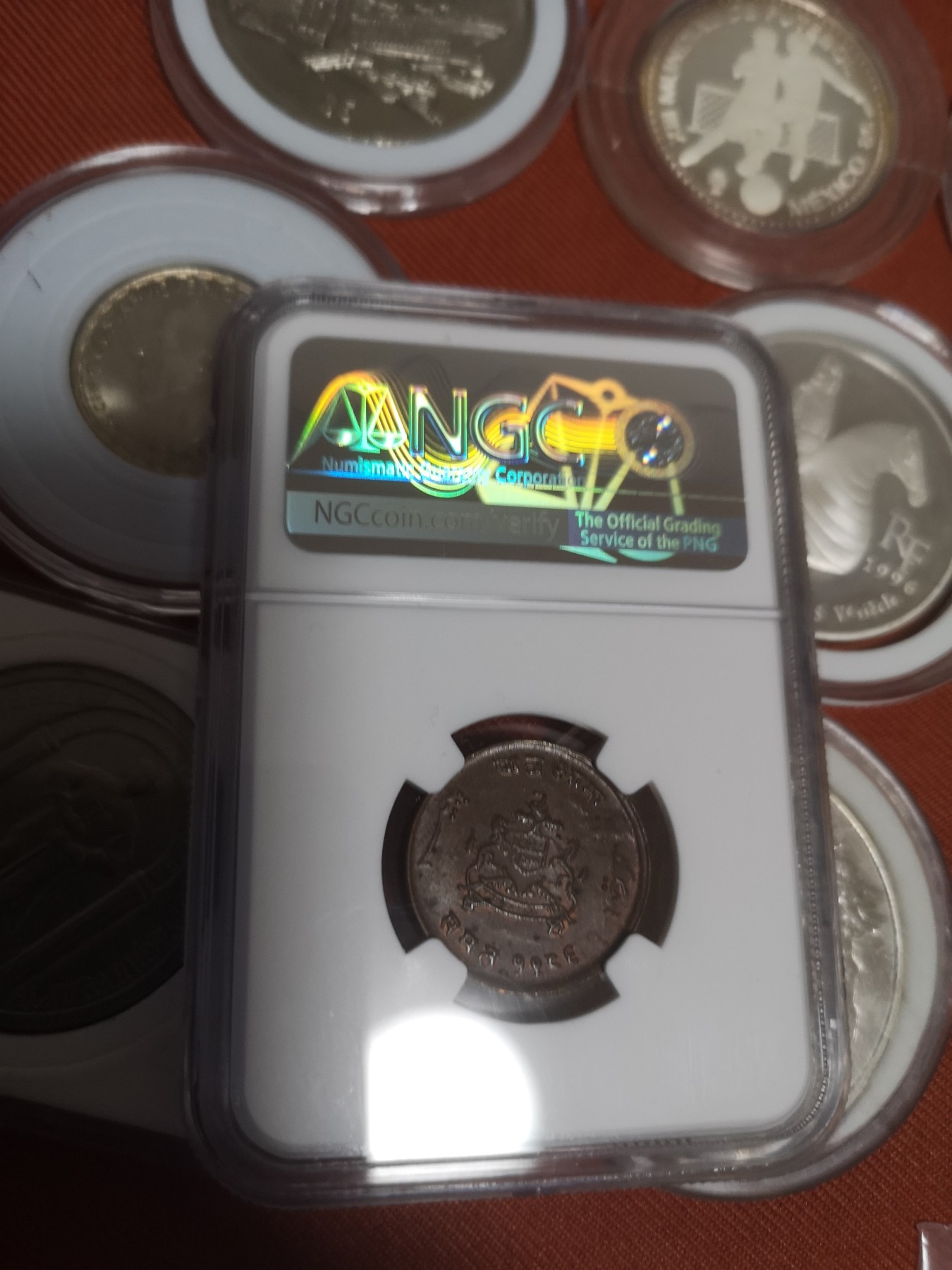 长老汇第14场精品新老银币系列 1929印度邦币瓜廖尔1/4安娜铜币，NGC MS61BN