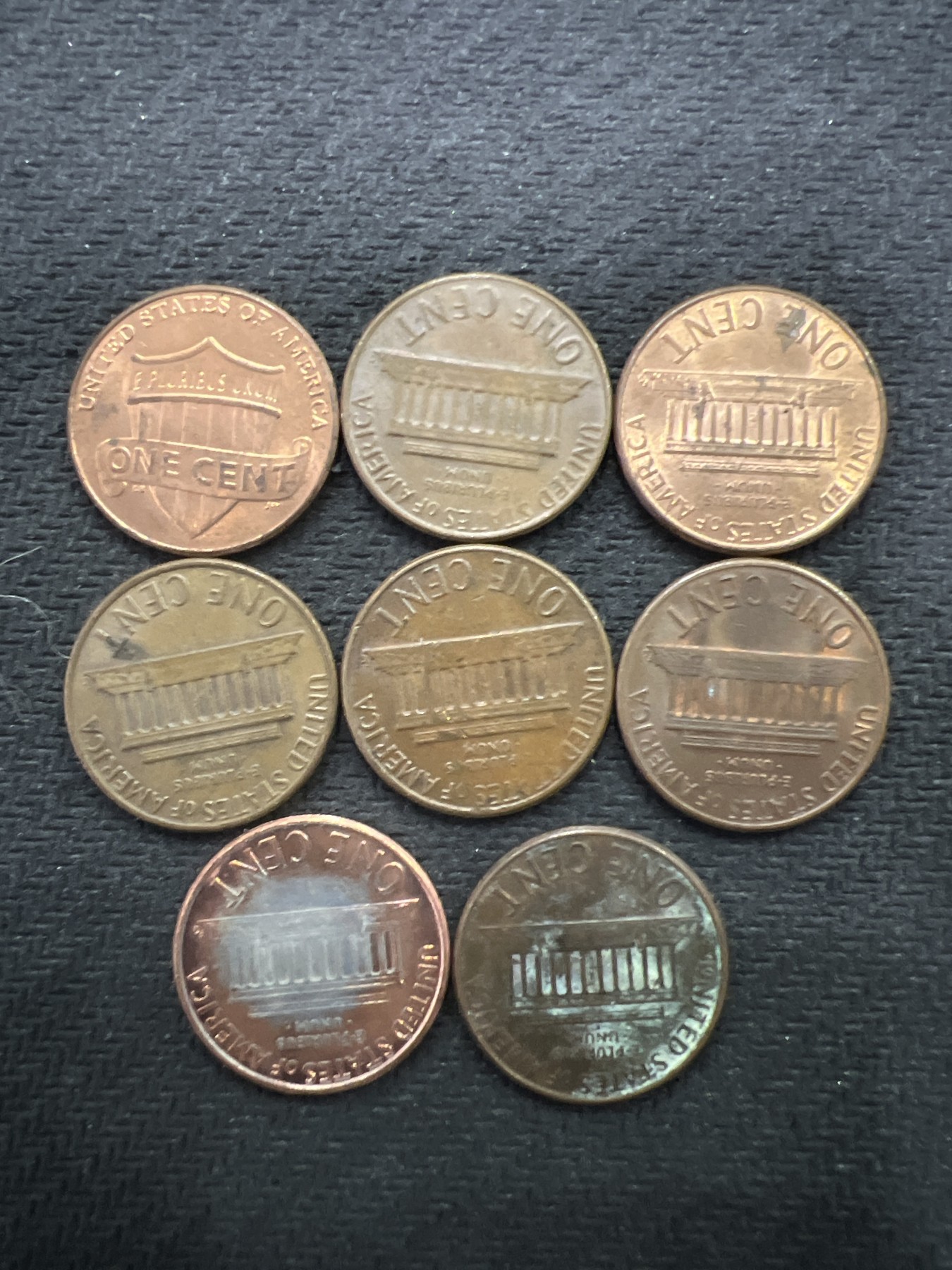 飞翔风筝第三场拍世界纸币银币硬币 美国1美分硬币8枚