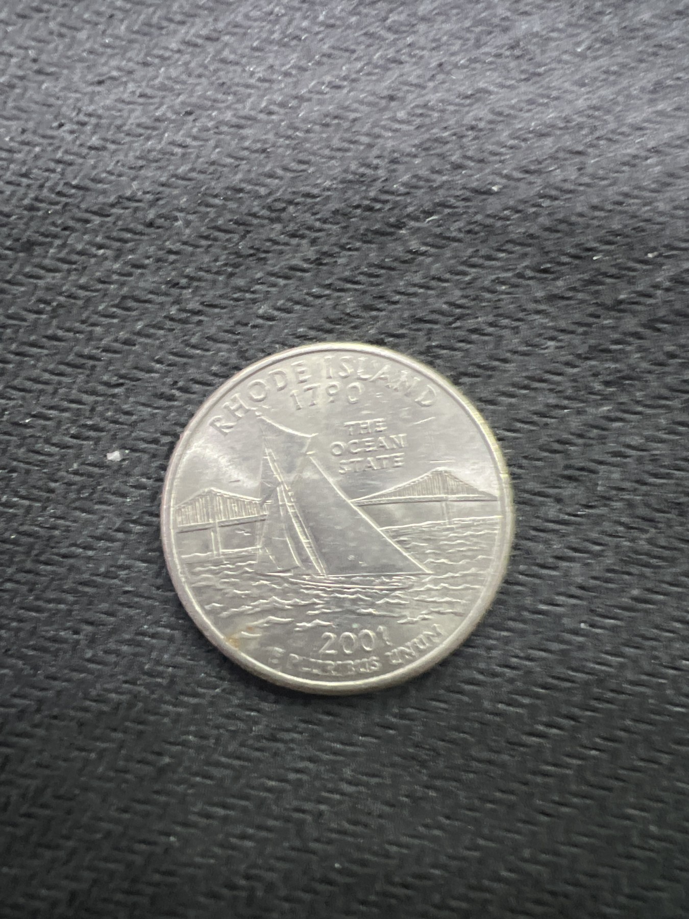 飞翔风筝第三场拍世界纸币银币硬币 美国25美分州币罗德岛州纪念币