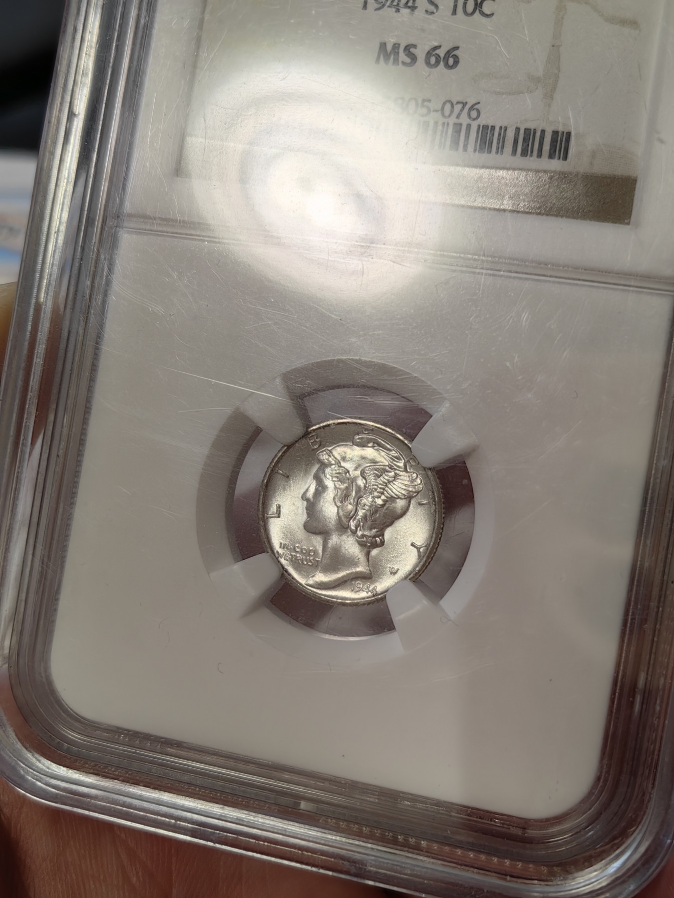 橡树集藏-006场 海纳百川 NGC-ms66 1944年小飞人10分，光泽锐利，整体无银斑划痕，老盒严评。